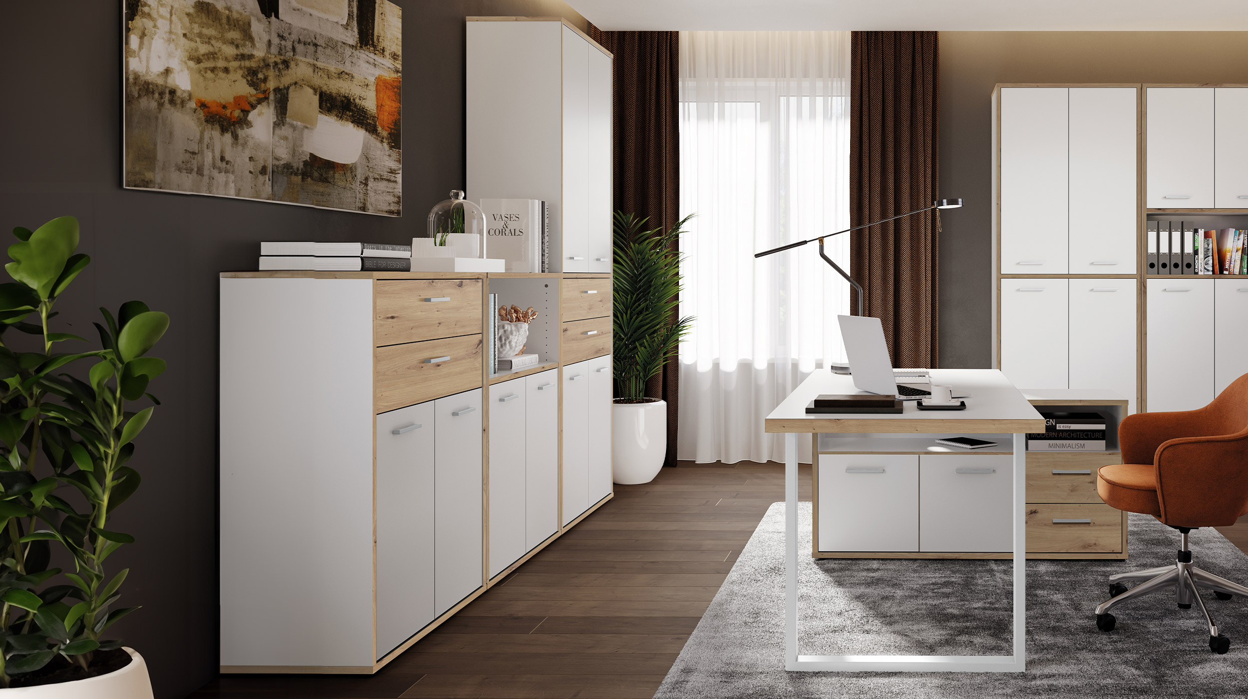 Mehrzweckschrank Artisan Eiche - weiß 85 x 226 cm - KEFLAVIK