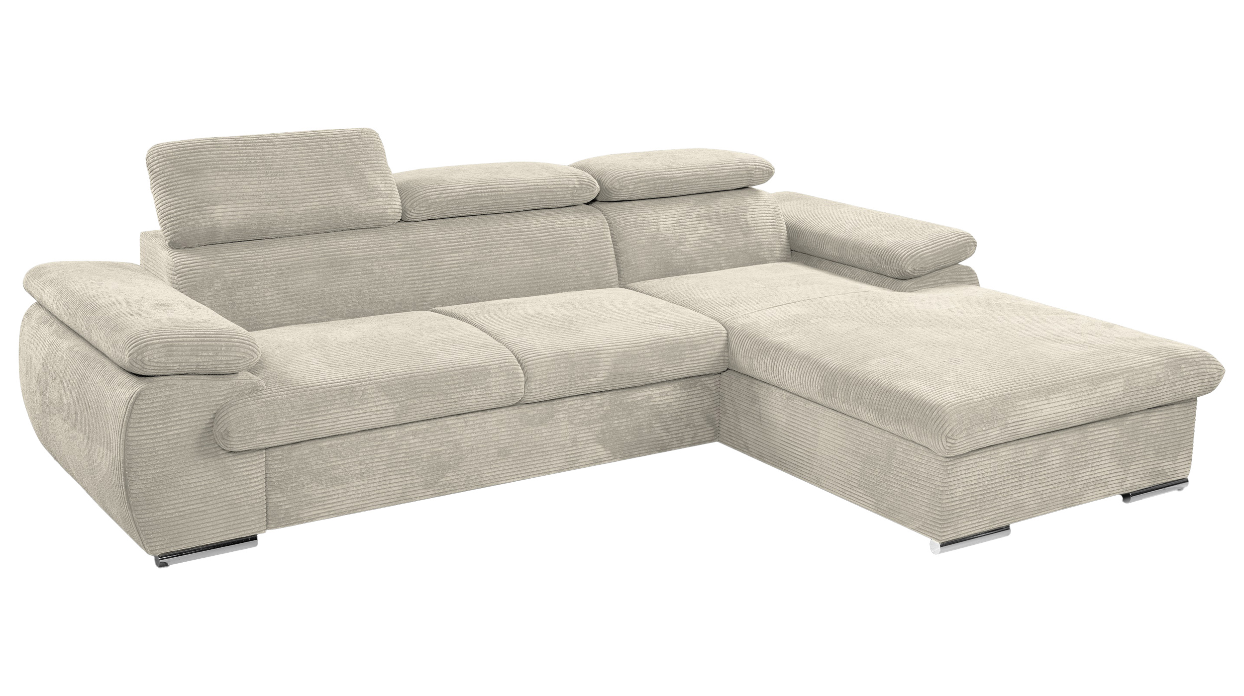 Ecksofa Cord creme Schlaffunktion Bettkasten 284 x 196 cm - CINDY Ecksofa Cord creme 284 x 196 cm Schlaffunktion - CINDY