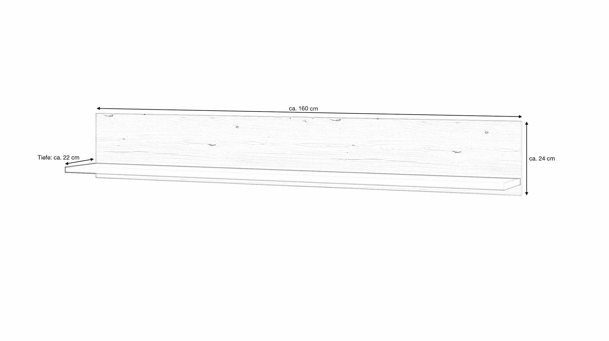 Wandboard Coast Evoke Eiche - grau 160 cm - CORTE