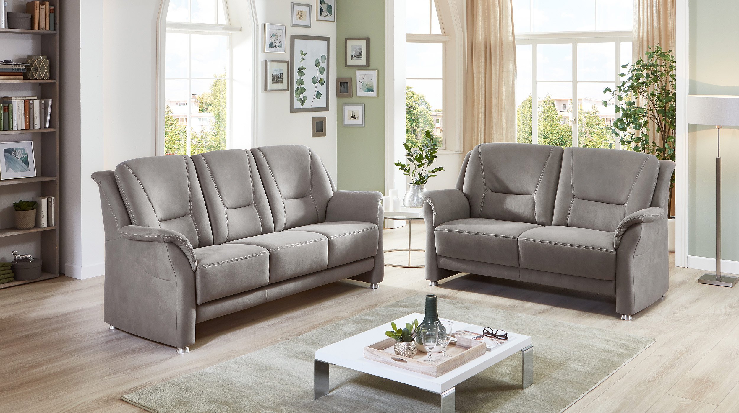 Einzelsofa 2-Sitzer grau 146 cm Federkern - LIGERO