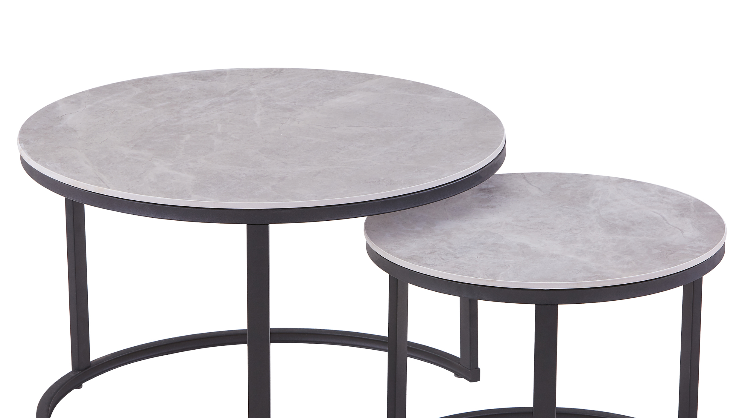 Couchtisch 2er-Set Keramik grau - 70 cm - 50 cm - AMLEKA