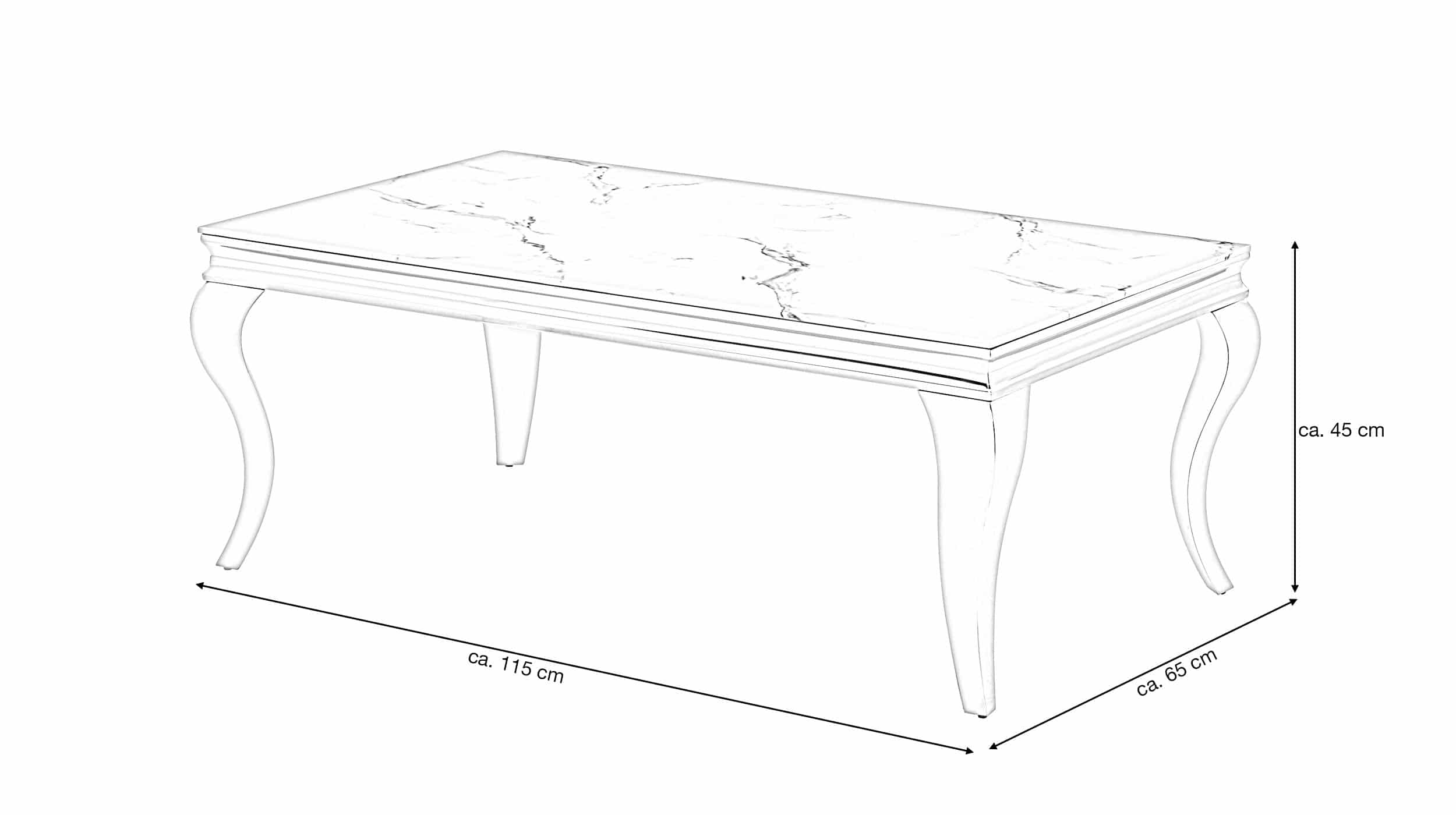 Couchtisch Glasplatte Marmor Optik 115 x 65 cm - BELKA 