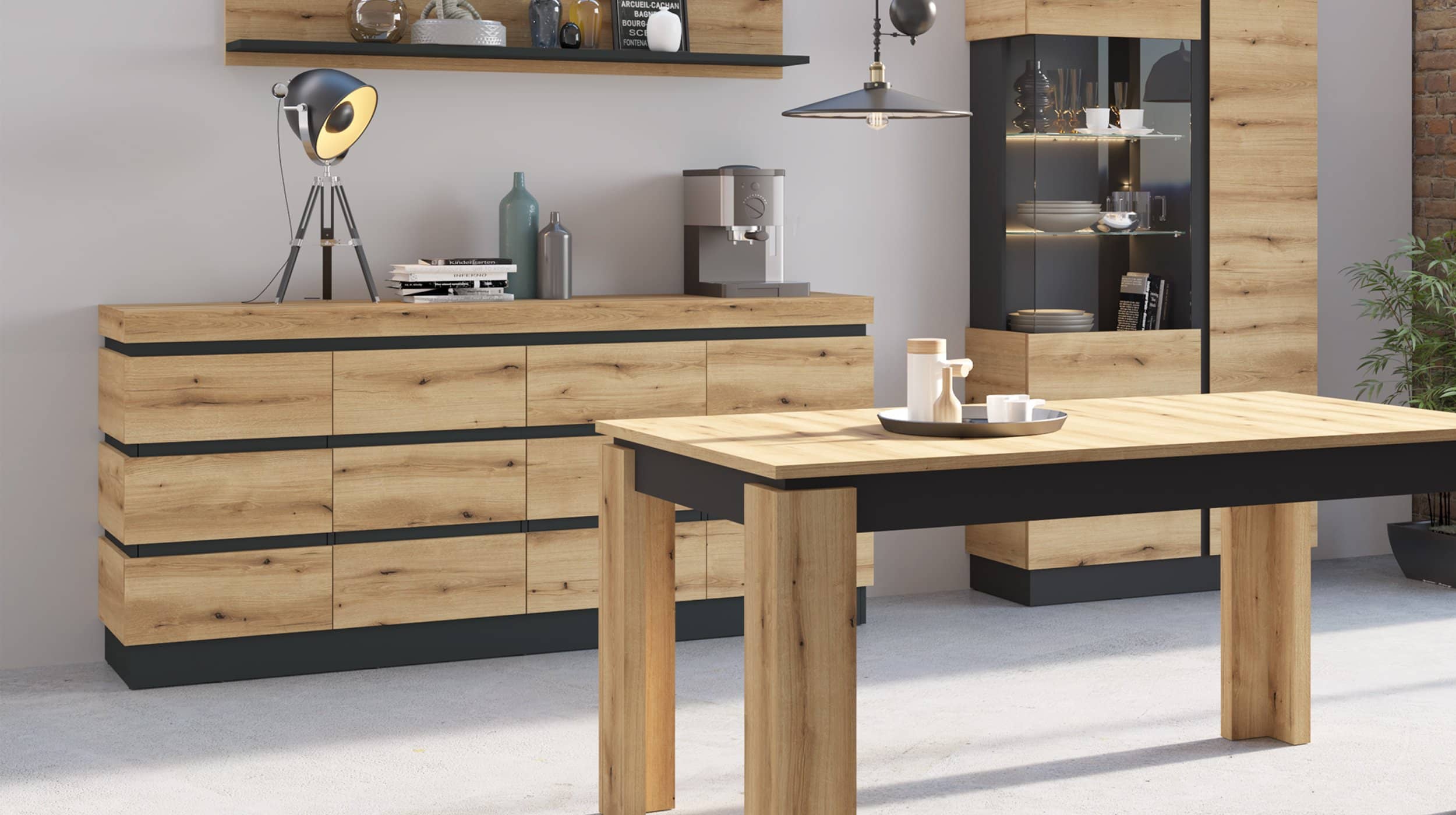 Kommode Coast Evoke Eiche - grau 201 cm - CORTE