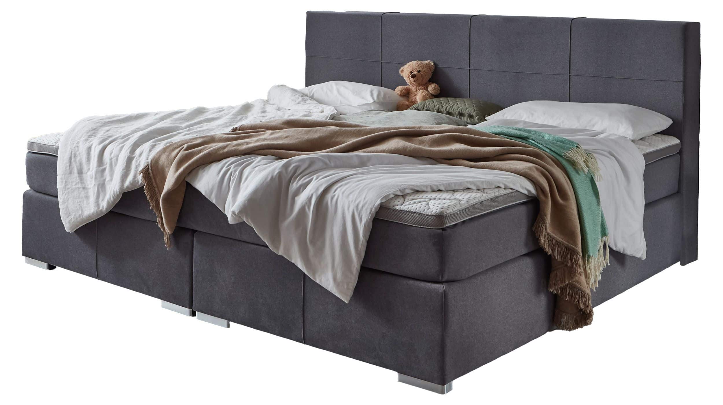 Boxspringbett grau Liegefläche 240 cm - Microfaser - LIZANO Boxspringbett 240 x 200 cm grau Microfaser - LIZANO
