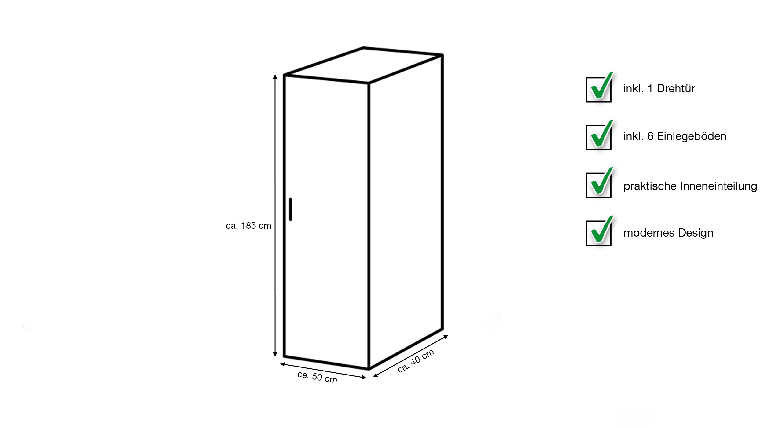 Kleiderschrank 50 cm Sägerau Eiche 1-türig - MULTIRAUM