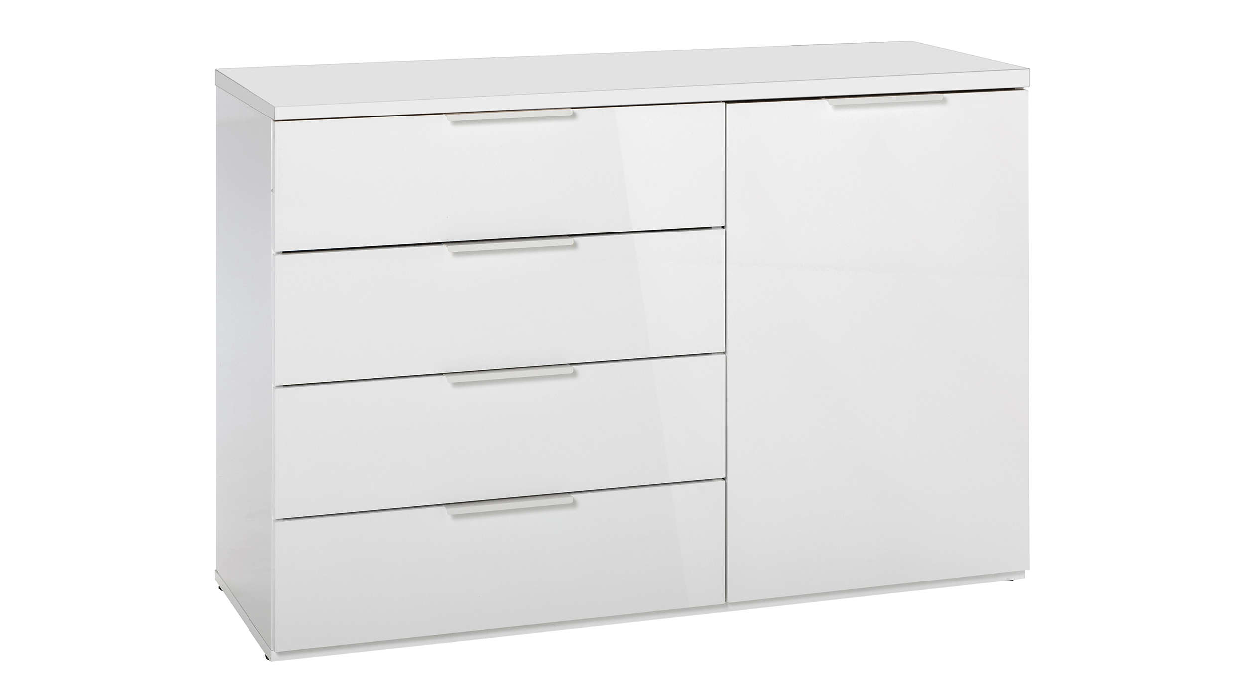 Kommode weiß hochglanz 120 x 83 cm 4 Schubladen - MUNDI Kommode weiß hochglanz 120 x 82 cm 4 Schubladen - MUNDI