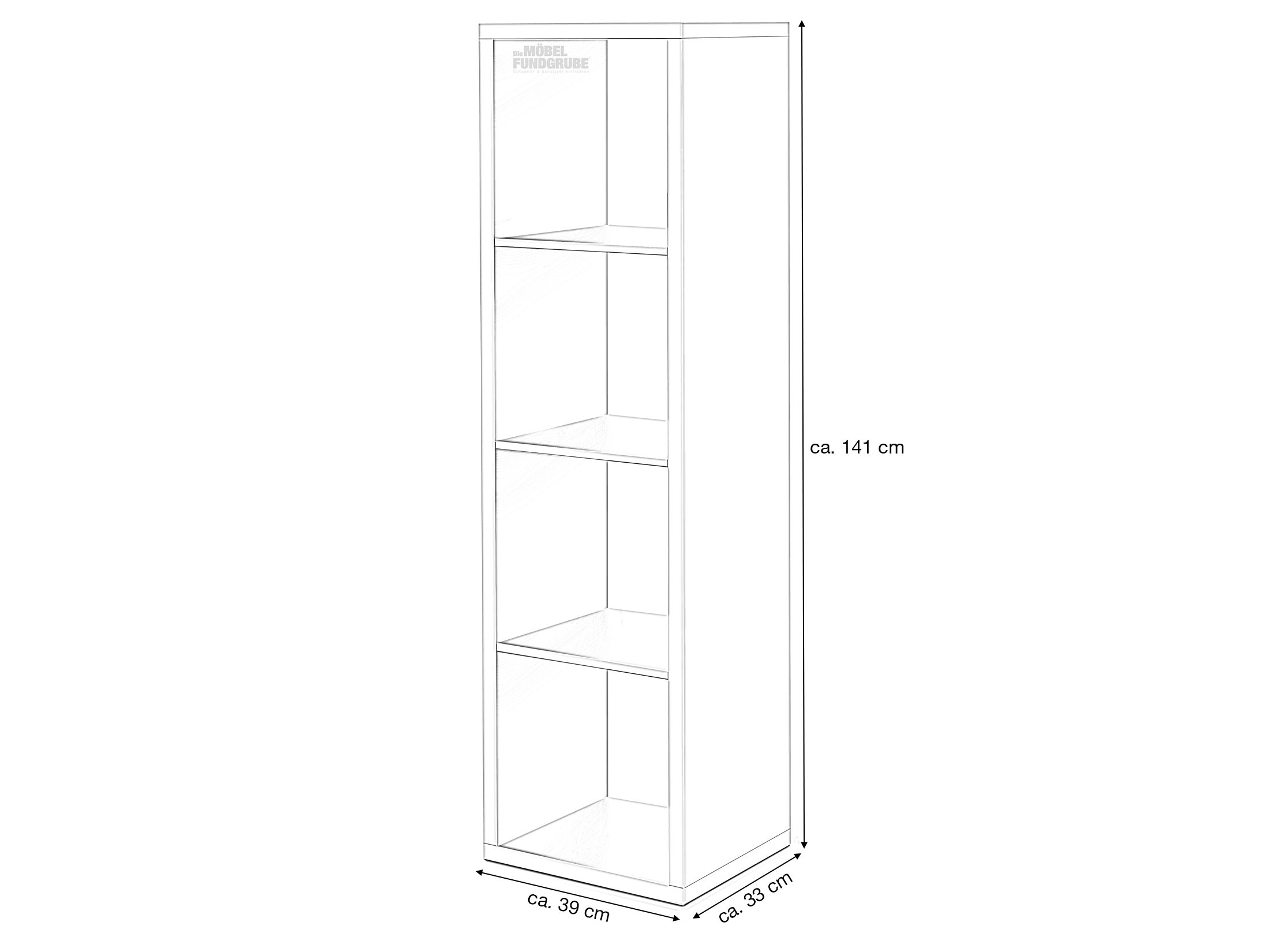 Standregal weiß 39 x 141 cm - 4 Fächer - MAX