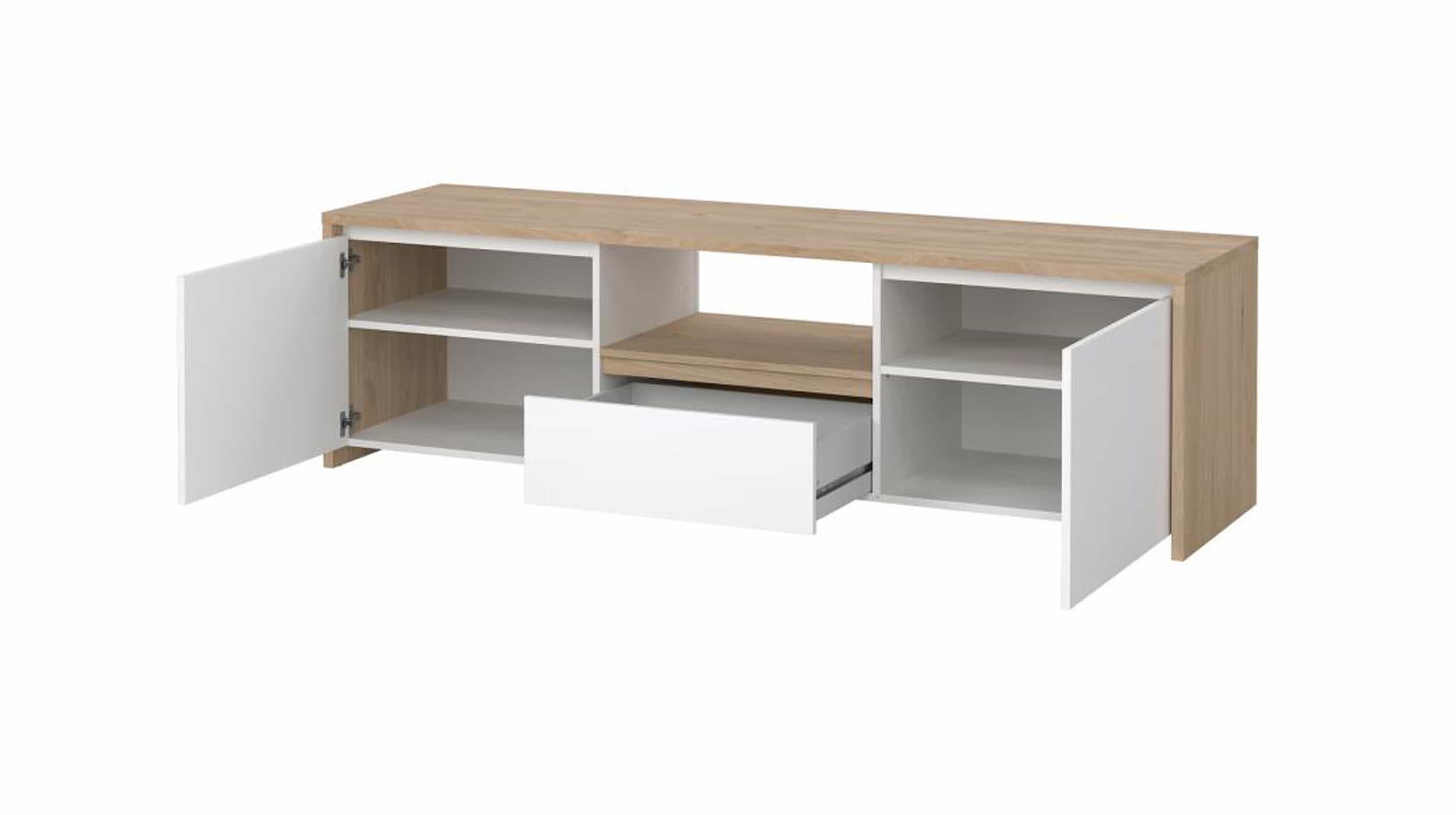 TV-Lowboard weiß hochglanz - Jackson Hickory - 179 cm - NEXT