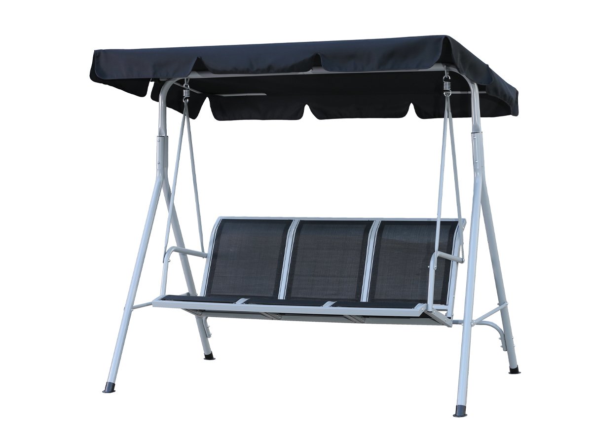 Hollywood-Schaukel 3-Sitzer schwarz Breite 170 cm - KIRAN Hollywood-Schaukel 3-Sitzer schwarz Breite 170 cm - KIRAN