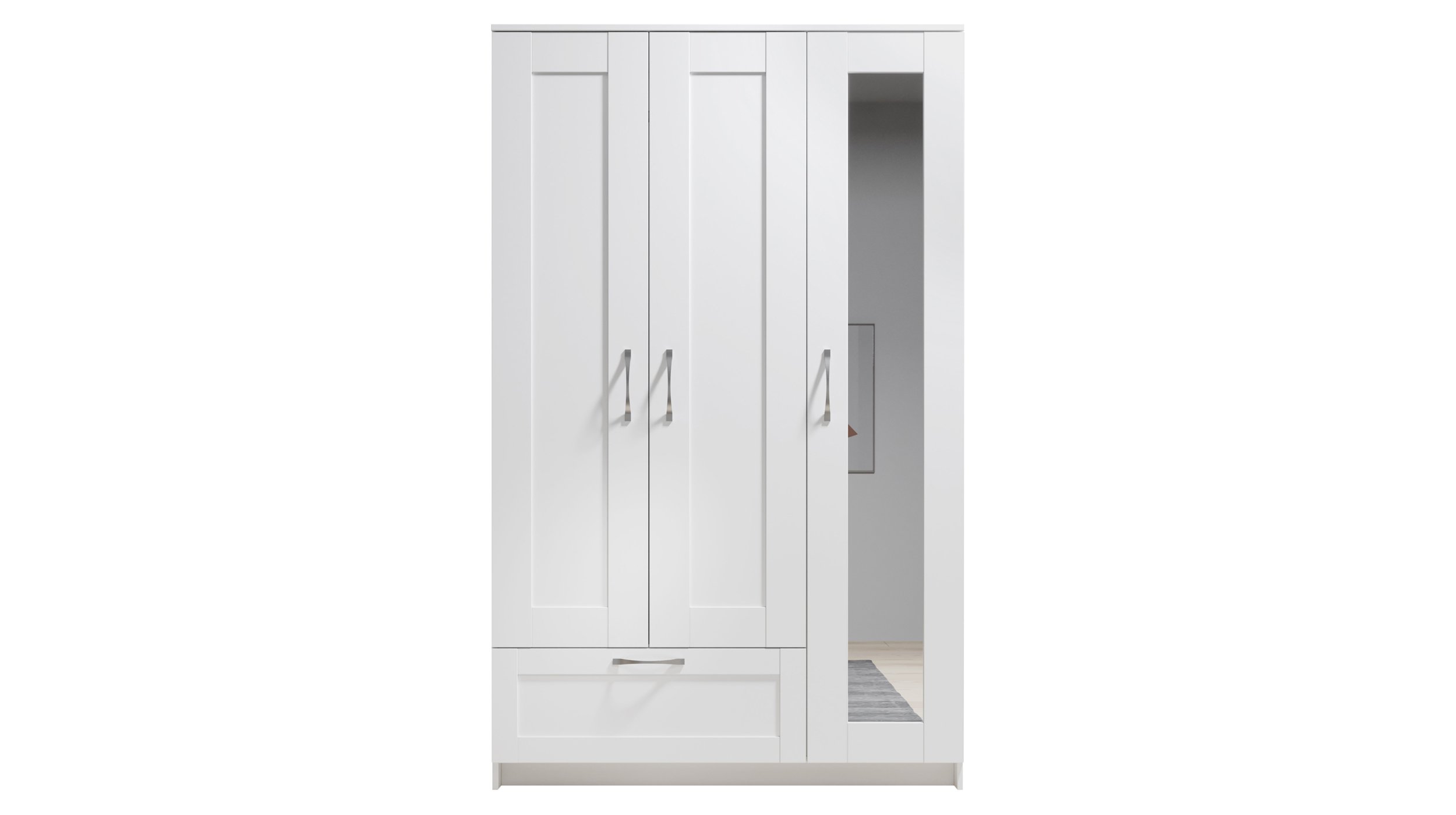 Kleiderschrank mit Spiegel - weiß - 117 cm - SALIAS Kleiderschrank mit Spiegel - weiß - 117 cm - SALIAS