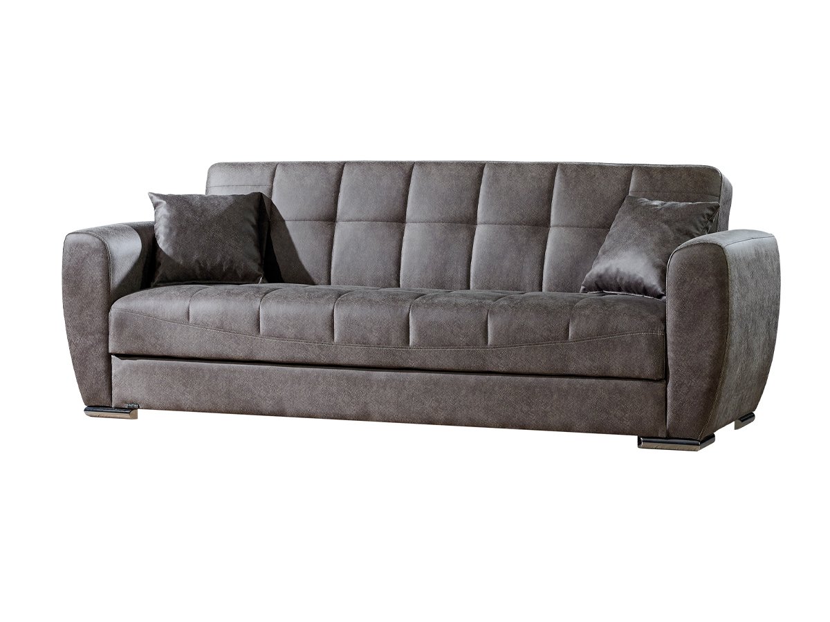Schlafsofa grau mit Bettkasten Federkern 229 cm - OSMA Schlafsofa grau mit Bettkasten - 229 cm - OSMA