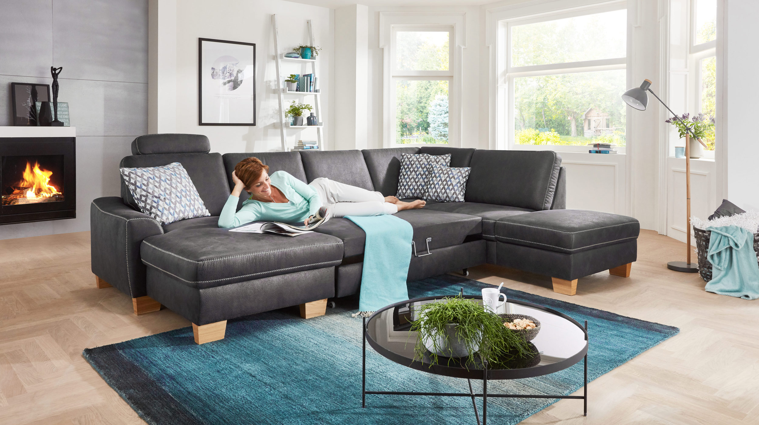 Couchliebe® Wohnlandschaft planbar - anthrazit - Premium Version - STICK