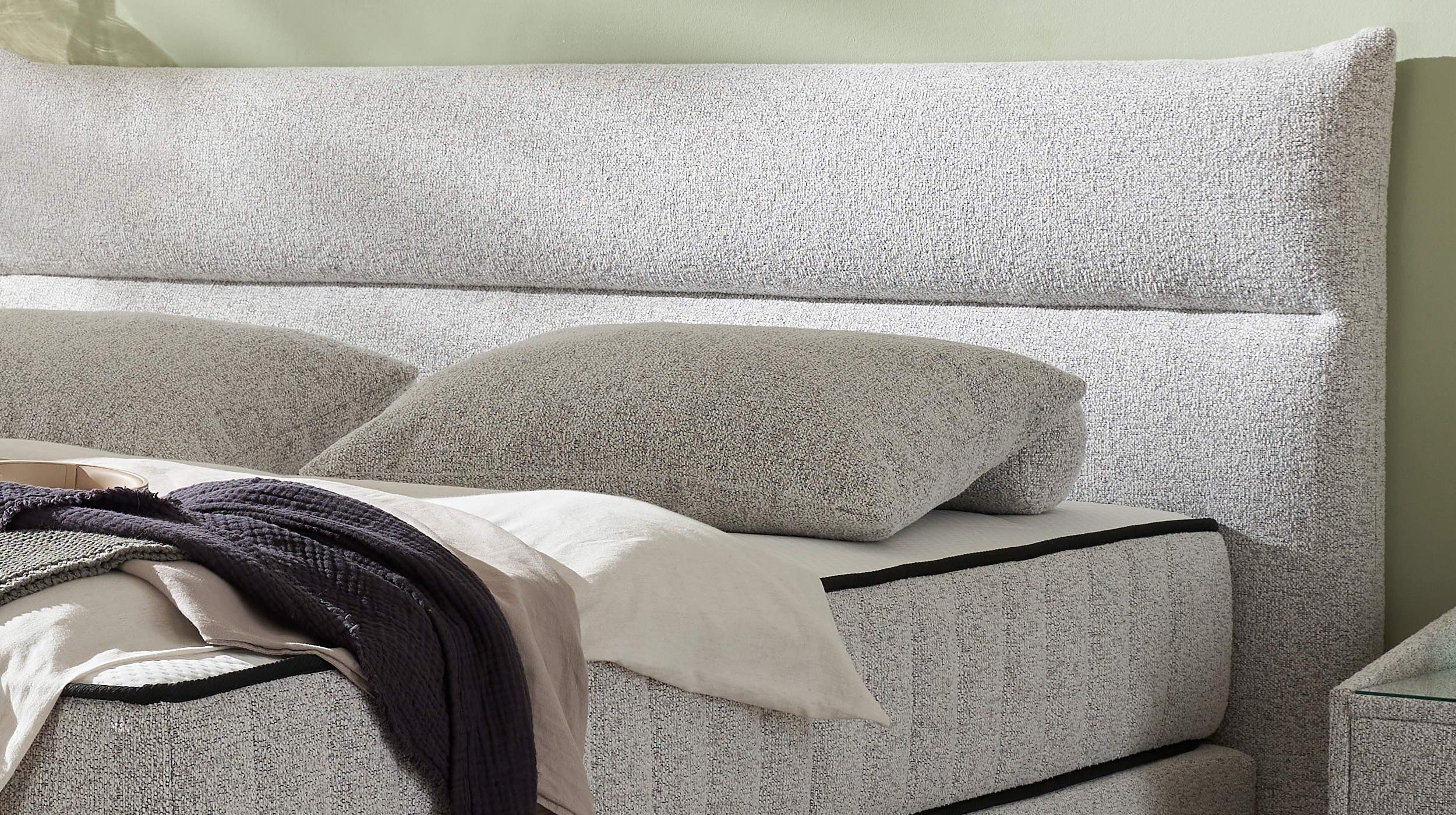 Boxspringbett 180 x 200 cm grau Webstoff - VLIELAND