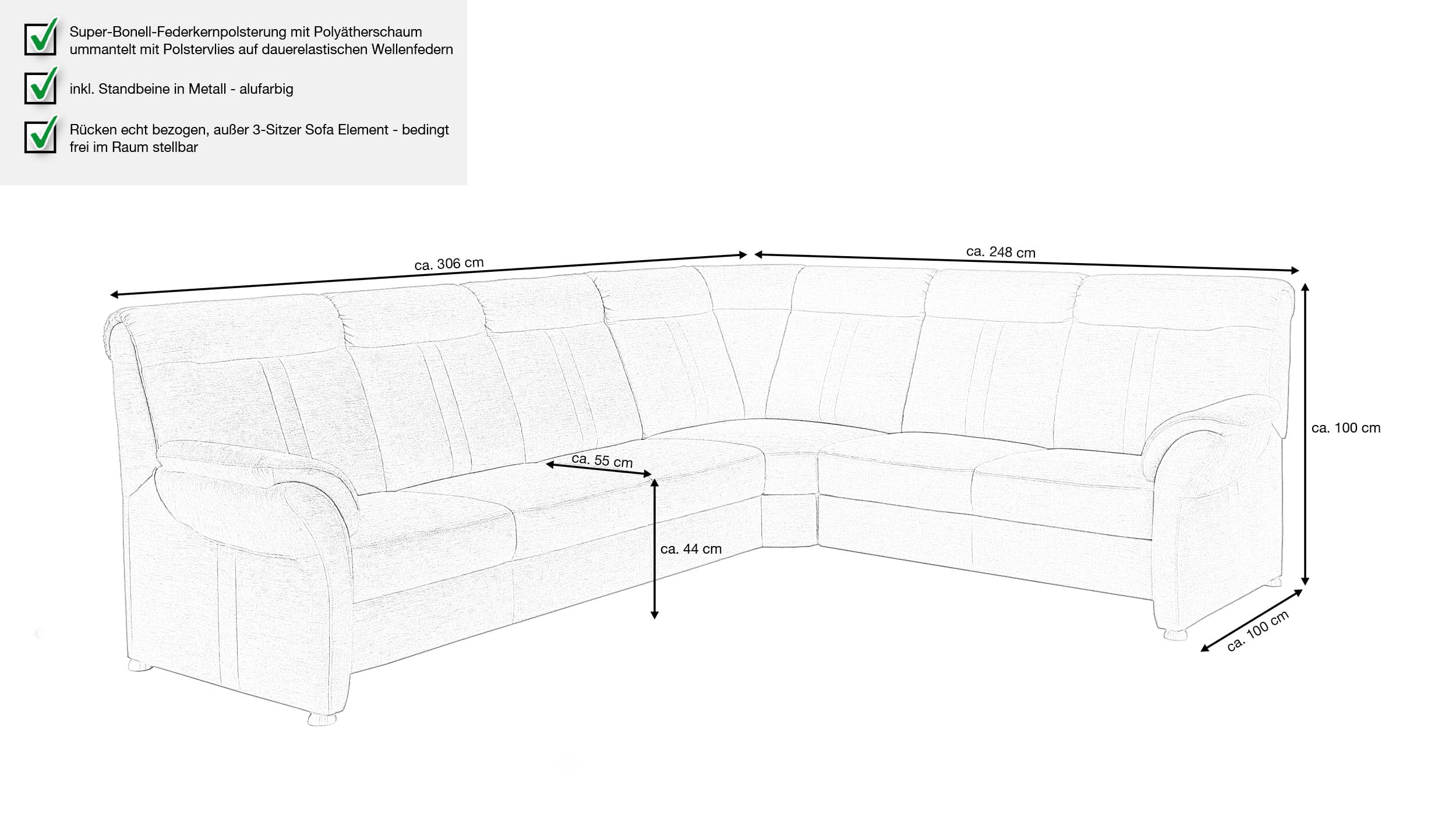 Couchliebe® Wohnlandschaft planbar - anthrazit - Basis Version - VINCENTO
