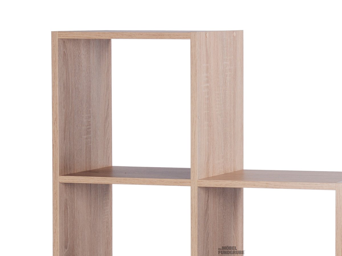 Raumteiler Regal Sägerau Eiche 100 x 118 cm - 6 Fächer - BERGAMO