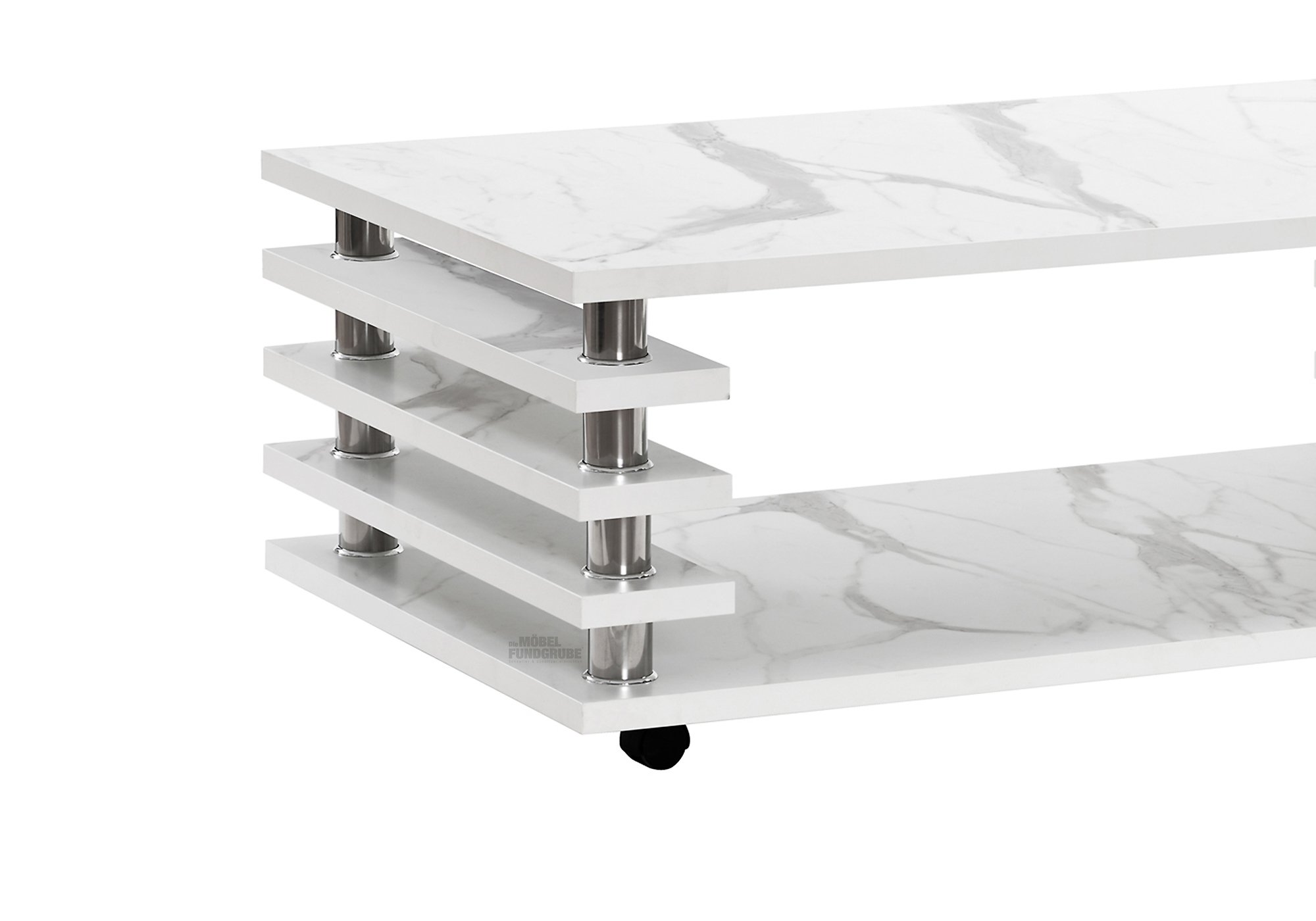 Couchtisch weiß 115 x 65 cm Marmoroptik - JIMENDA