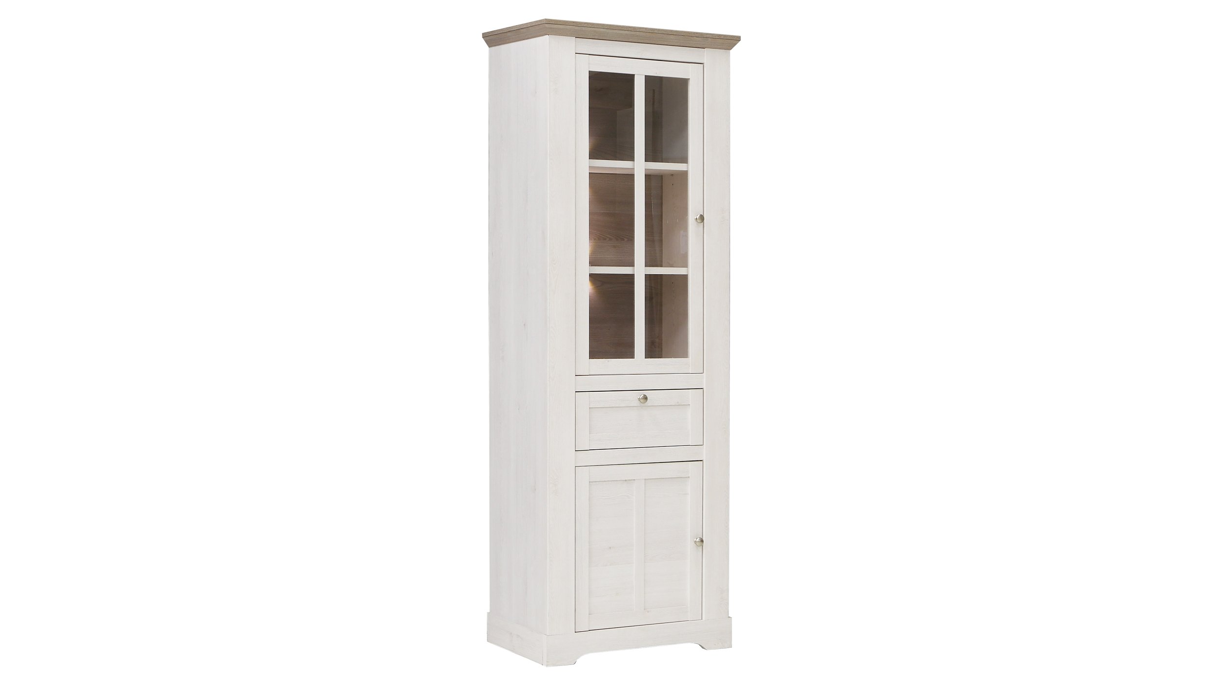 Vitrine mit Beleuchtung Schneeeiche - weiß Breite 76 cm - ILOPPA Vitrine Schneeeiche 210 cm mit LED - Beleuchtung - ILOPPA