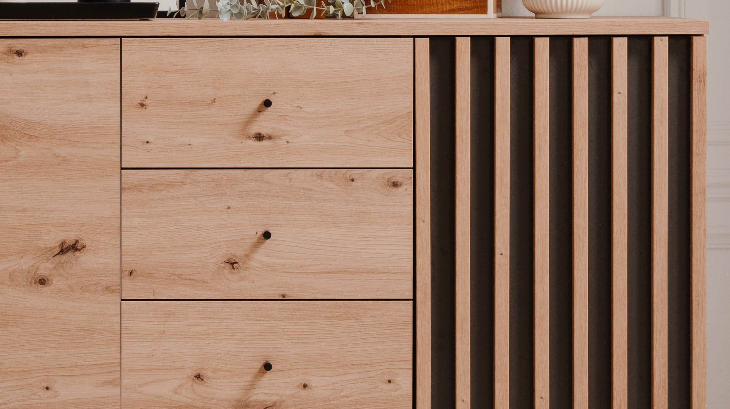 Sideboard 3 Türen Artisan Eiche - anthrazit 160 cm - MEDAN 