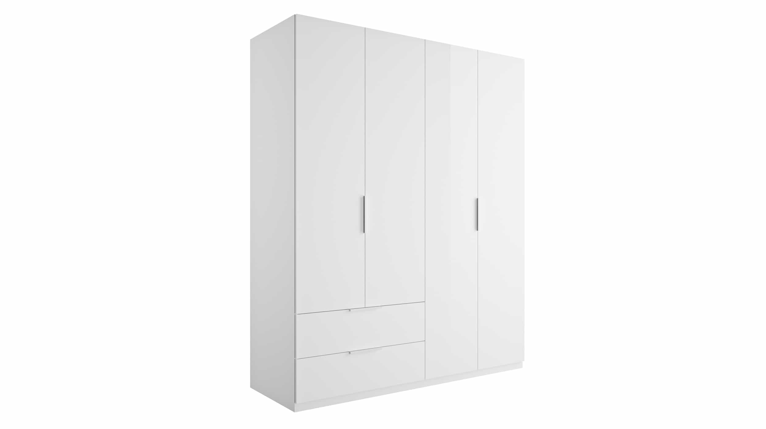 Kleiderschrank weiß hochglanz - Schubladen - 162 cm - ESPRESSO Kleiderschrank mit Schubladen - weiß hochglanz - 162 cm - ESPRESSO