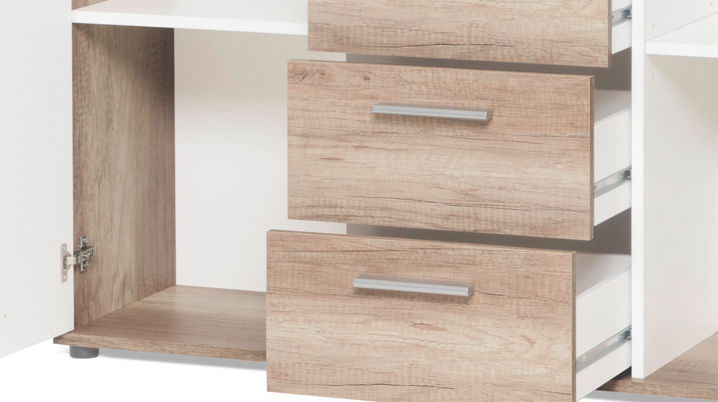 Kommode Sonoma Eiche - weiß 120 x 85 cm 2-türig - JACKY