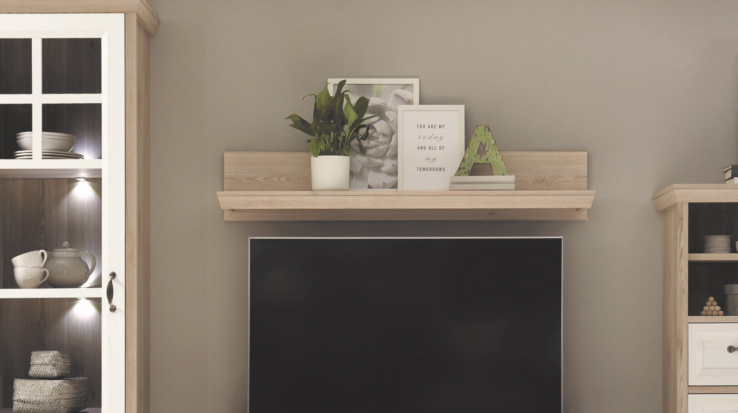 Wandboard Polar Eiche 132 cm Wandregal - AVENUE
