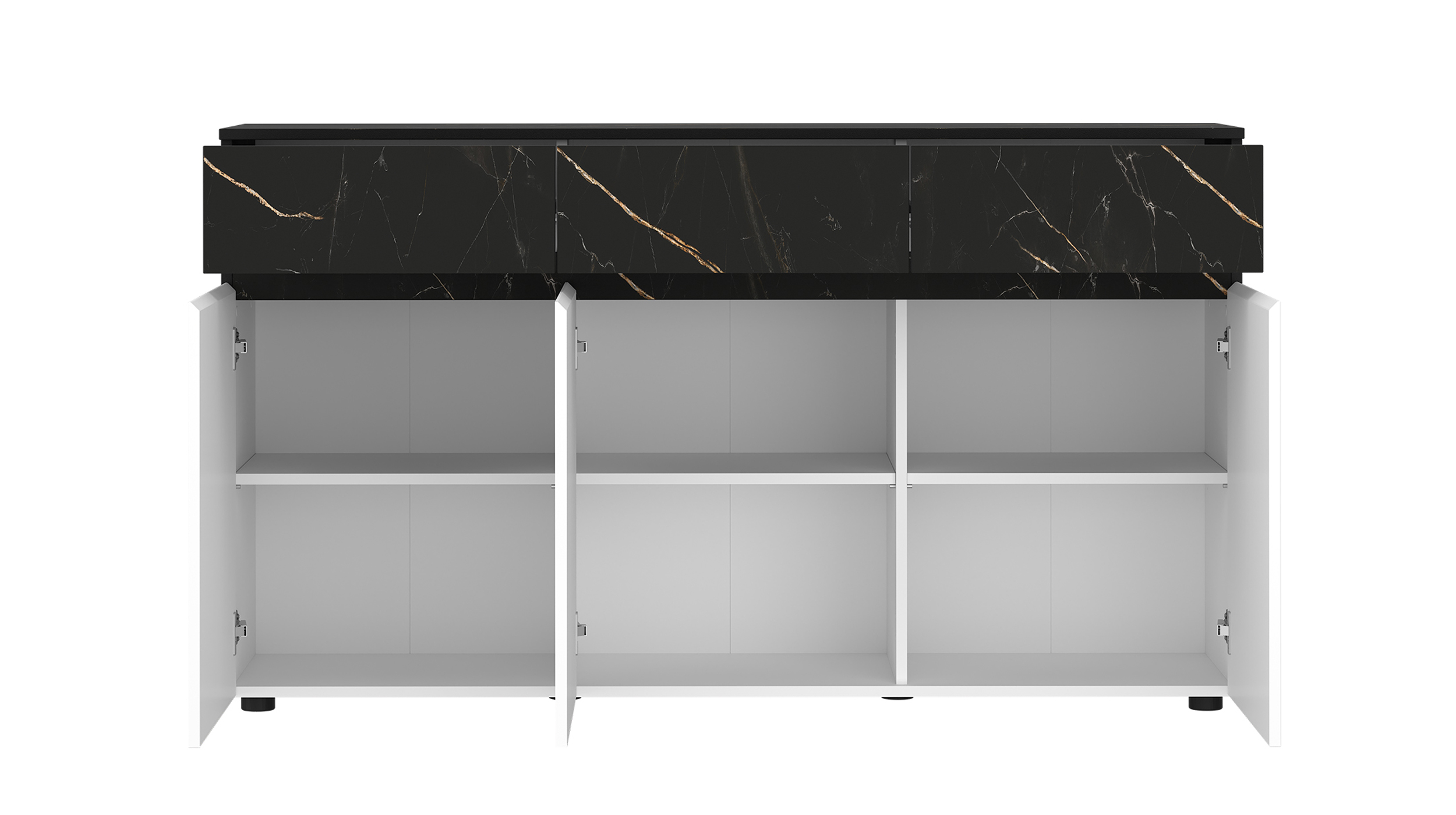 Sideboard mit 3 Schubladen alpinweiß - Marmoroptik 150 cm - MODATO