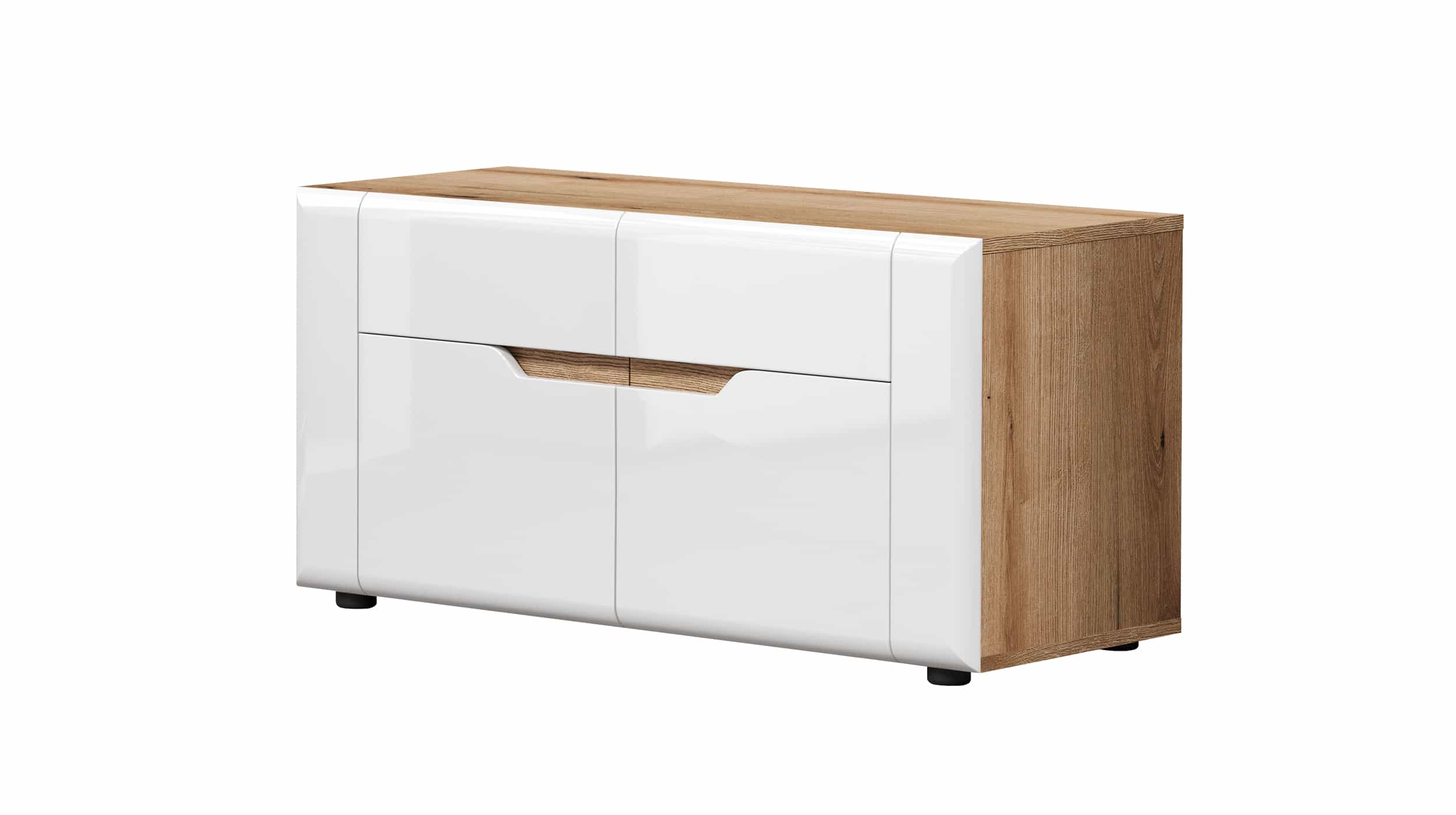 Garderobenbank weiß hochglanz - Eiche 91 cm - JARON Garderobenbank weiß hochglanz - Eiche 91 cm - JARON