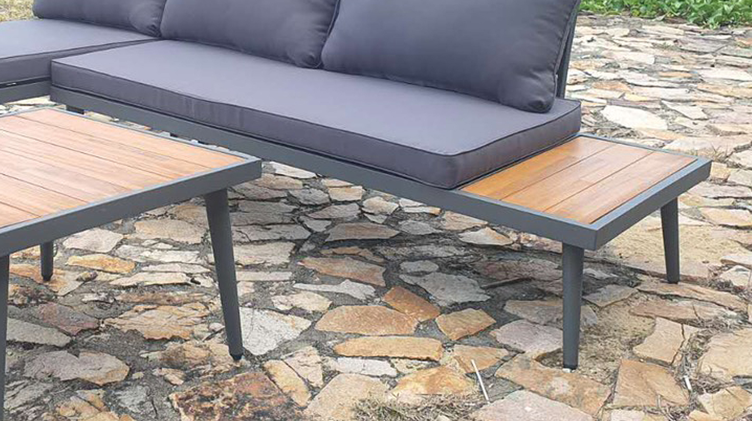 Gartenmöbel Set 216 x 147 cm grau - Akazien-Optik - SAVINA