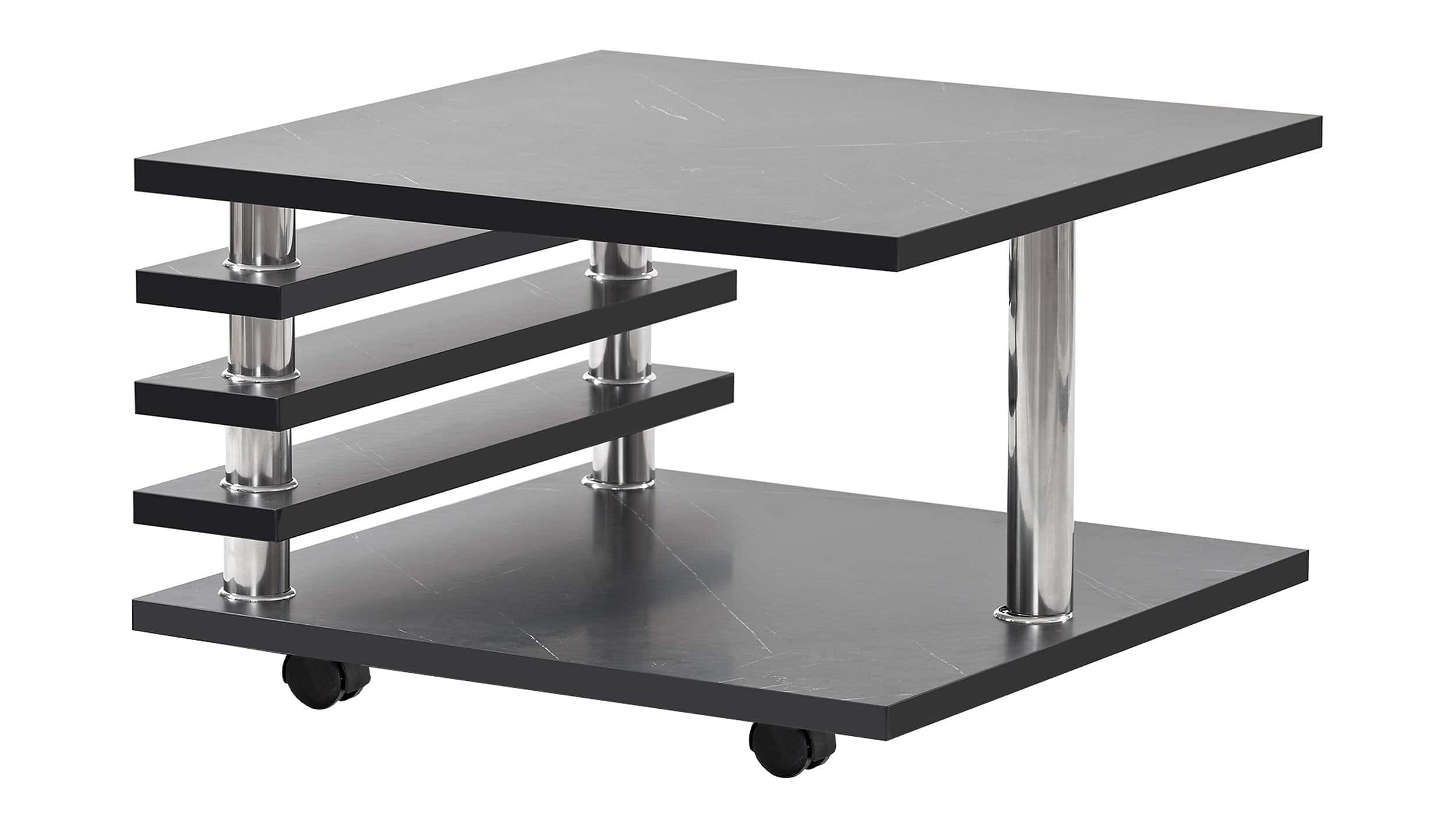 Couchtisch schwarz 65 x 65 cm Marmoroptik - ALVARO Couchtisch schwarz 65 x 65 cm Marmoroptik - ALVARO