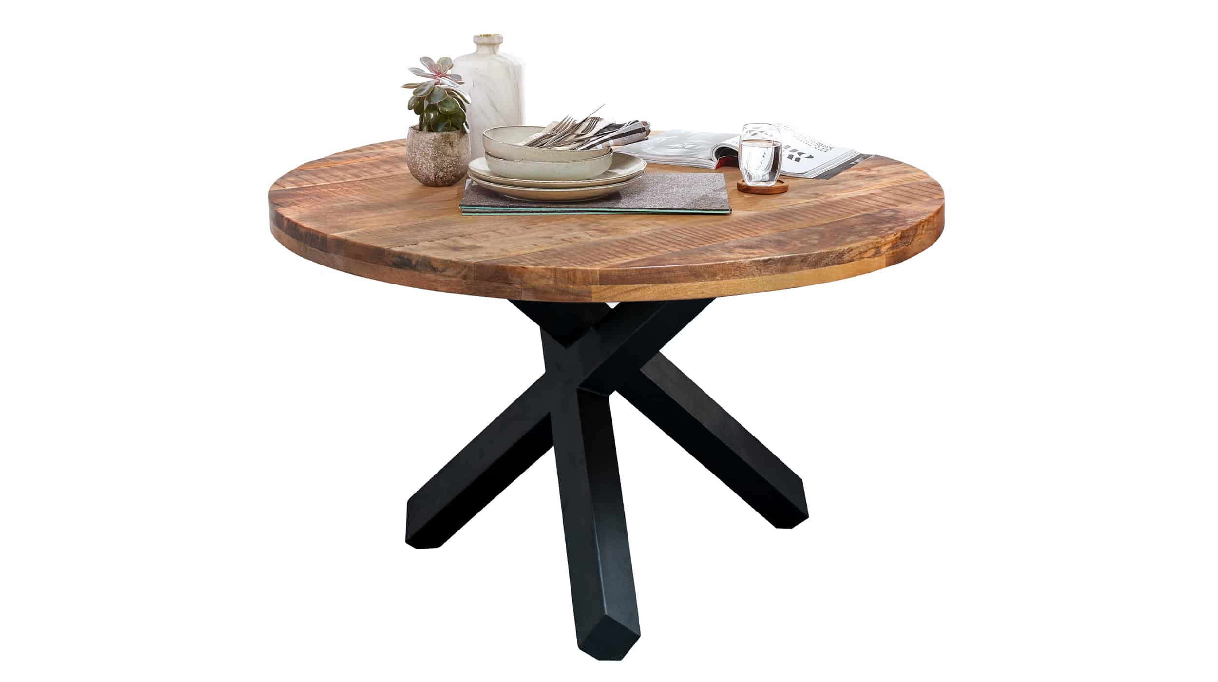 Esstisch Massivholztisch 110 cm rund Mango lackiert - EDUARDO Esstisch Massivholztisch 110 cm rund Mango lackiert - EDUARDO
