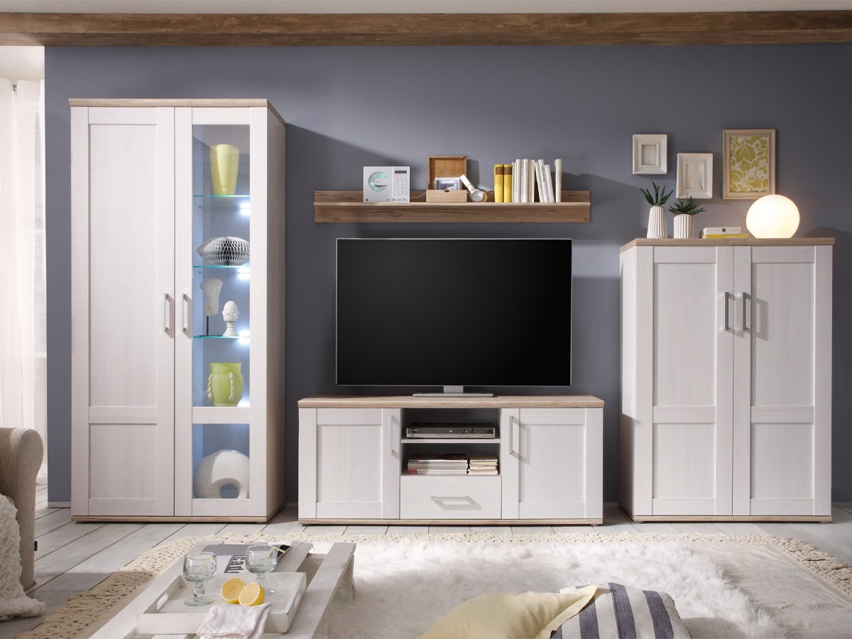 Wohnwand San Remo Eiche - 329 cm - ROMANCE