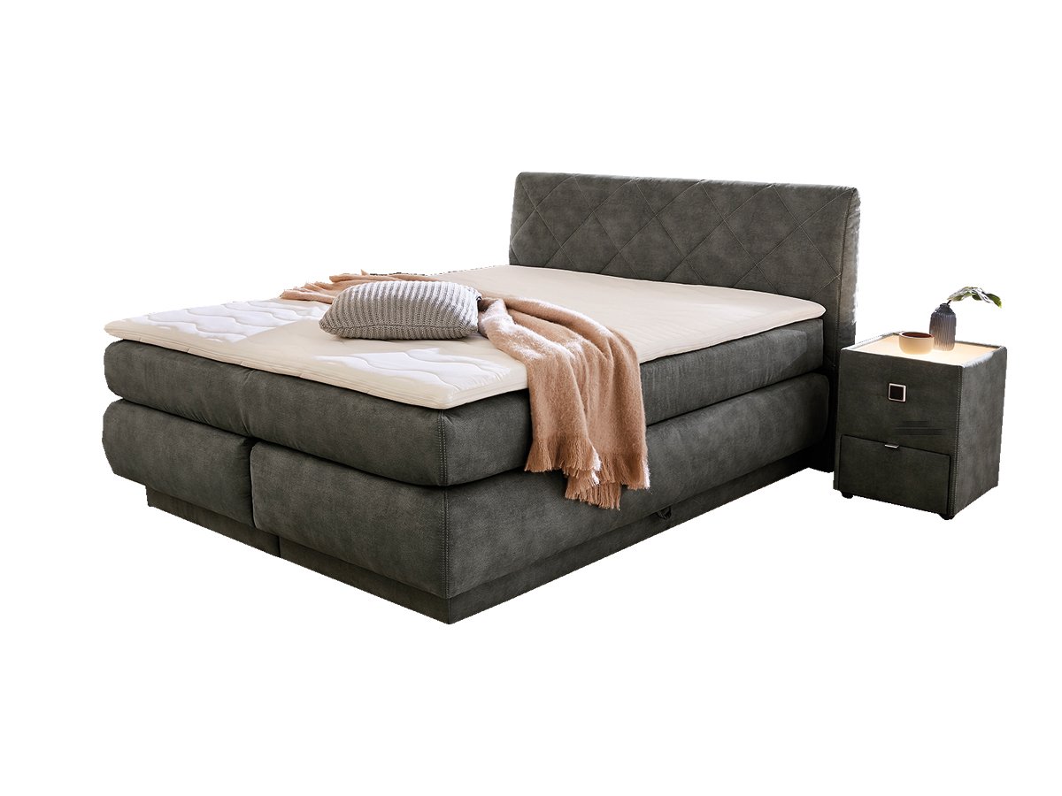 Boxspringbett 160 x 200 cm mit Bettkasten grau - ANNIKA Boxspringbett 160 x 200 cm mit Bettkasten grau - ANNIKA