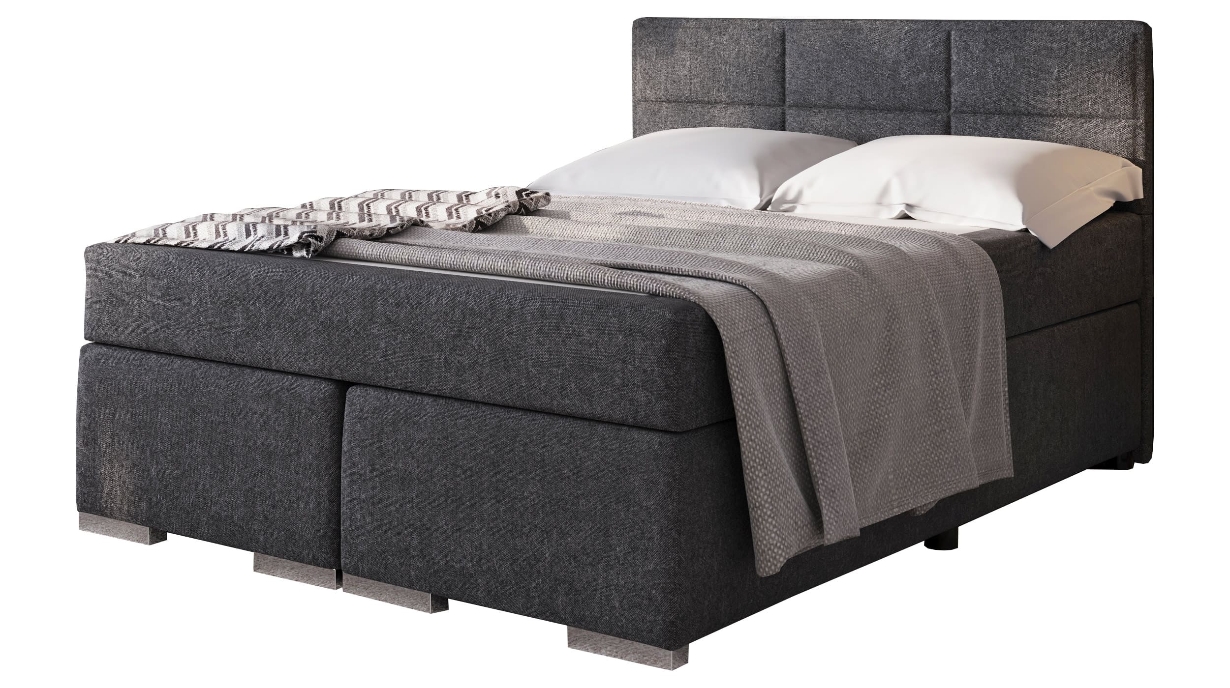 Boxspringbett 140 x 200 cm grau Stoffbezug - ONE Boxspringbett 140 x 200 cm grau Stoffbezug - ONE