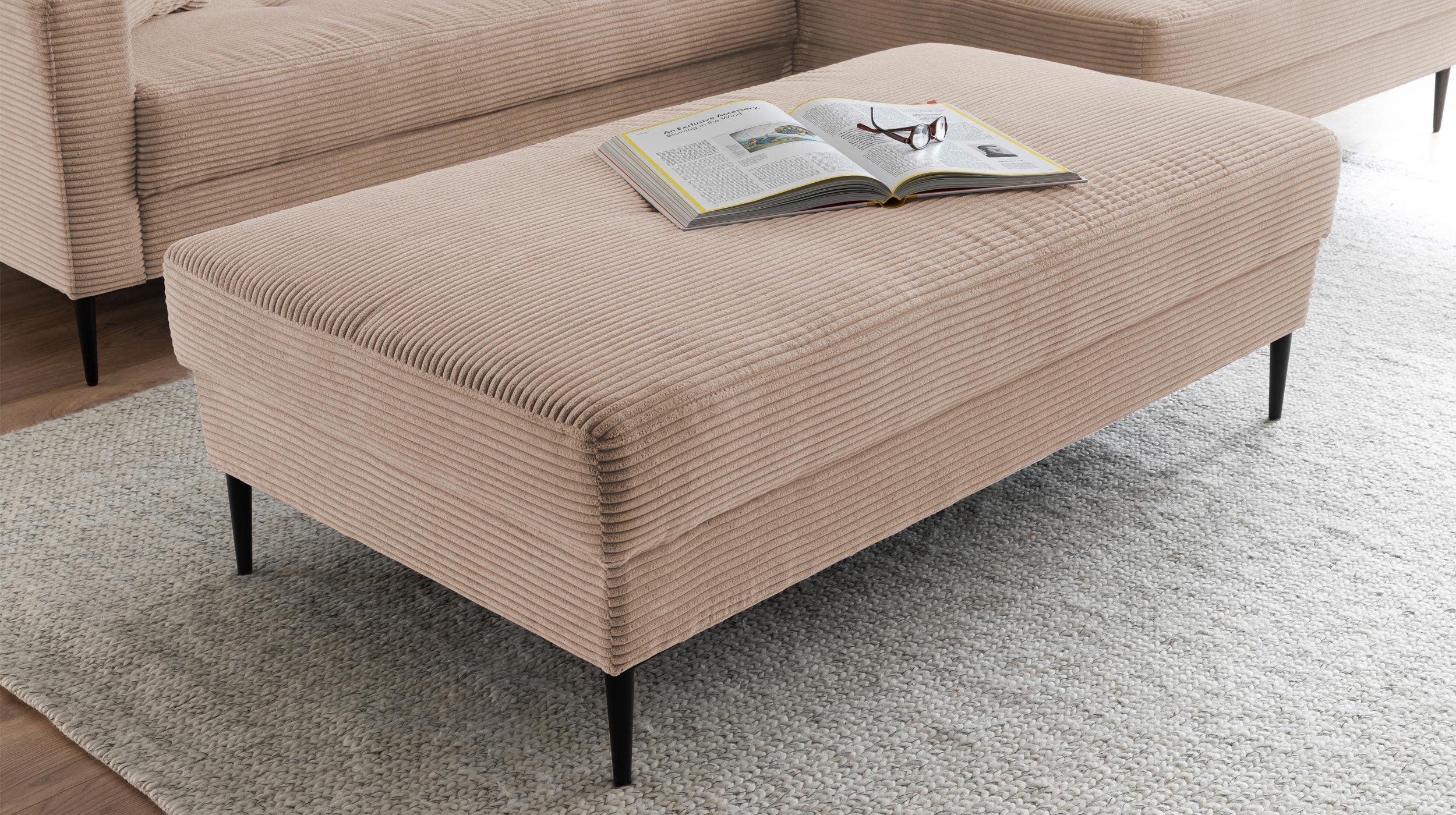 Hocker Sitzhocker 140 x 75 cm Cord caramel - SUMMER
