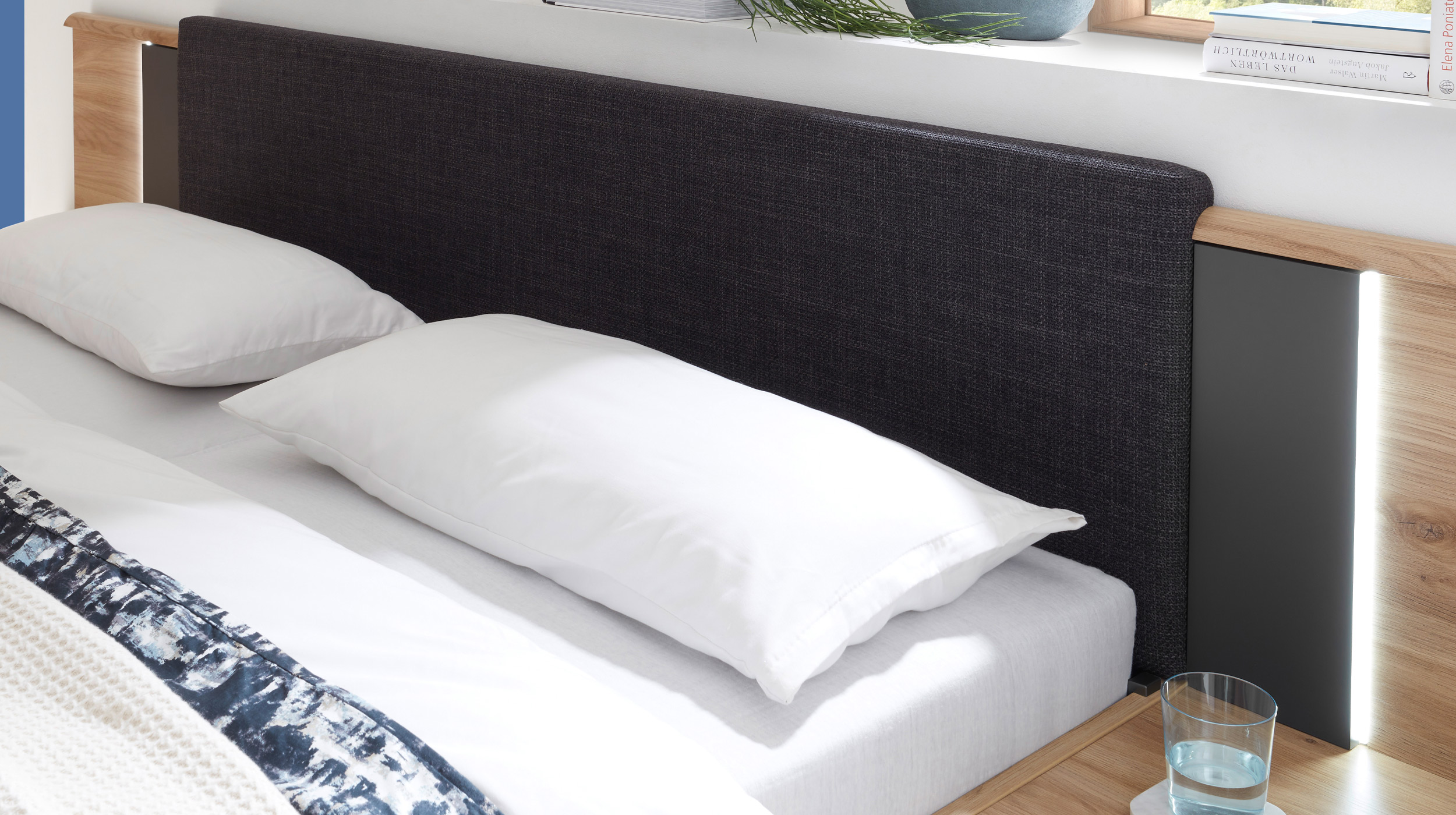 Bettanlage 180 x 200 cm Eiche - graphit - ASCHAU