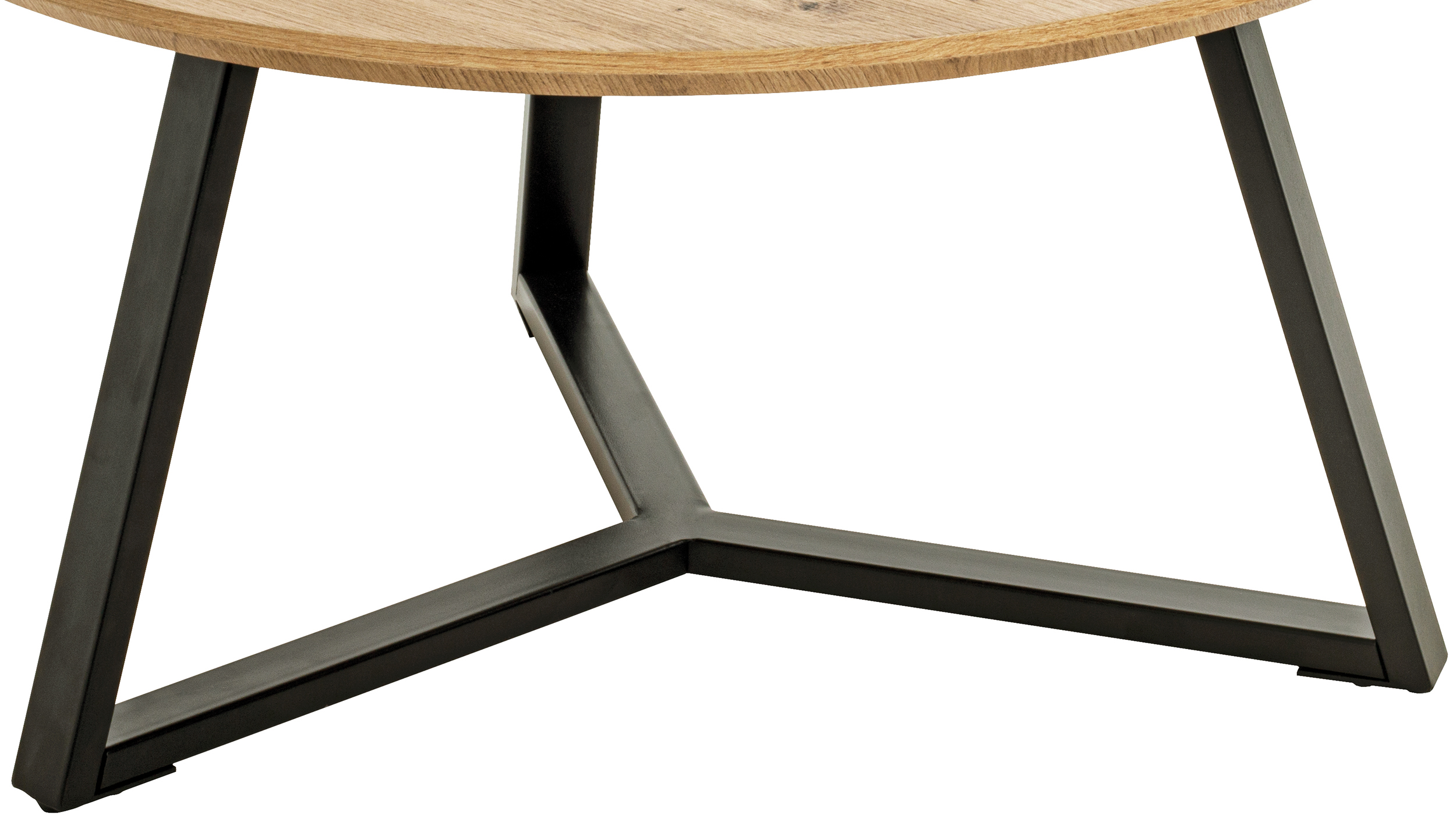 Couchtisch rund 80 cm Eiche Metallgestell schwarz - BERGEN