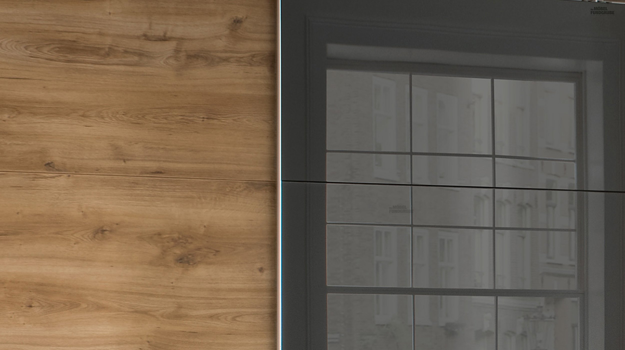 Schwebetürenschrank 270 cm - Plankeneiche - graphit - VALENCIA