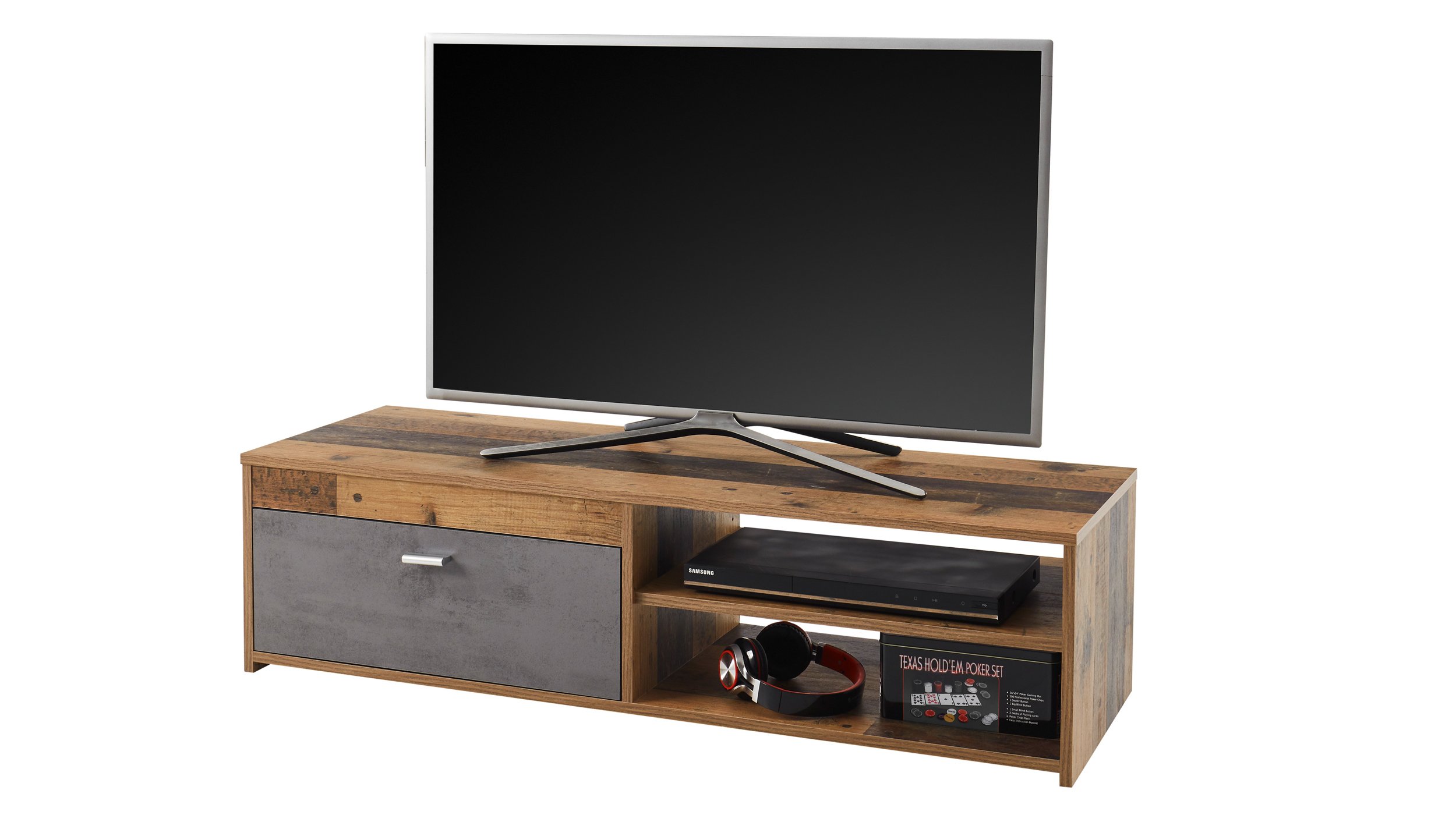 TV - Lowboard Old Style - grau 120 cm TV-Board - GEMMA TV - Lowboard Old Style - grau 120 cm TV-Board - GEMMA