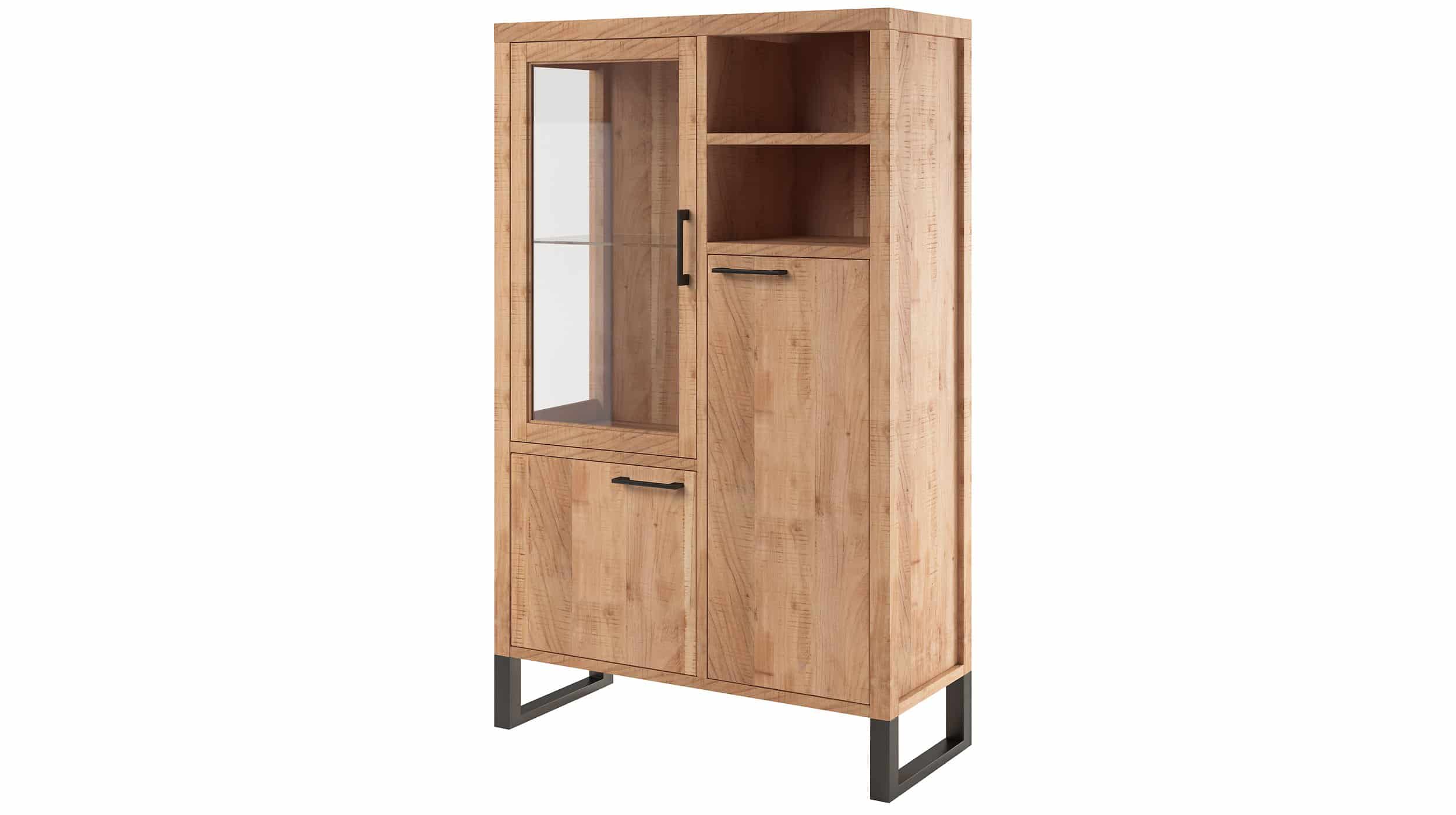 Highboard 1 Glastür Akazie massiv 88 cm - BENIKO Highboard 1 Glastür Akazie massiv 88 cm - BENIKO