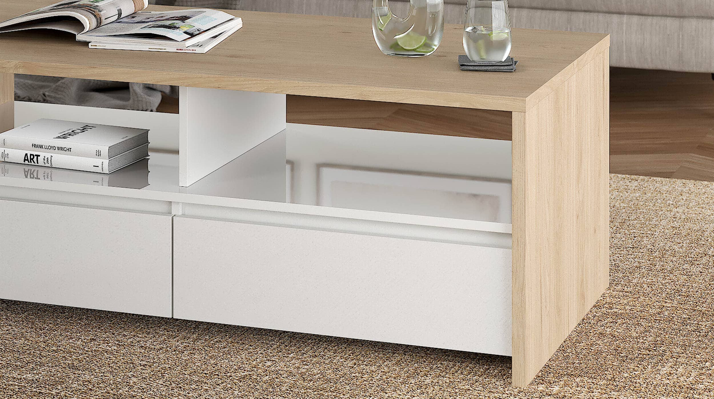 Couchtisch weiß hochglanz - Hickory Jackson - 120 cm - NEXT
