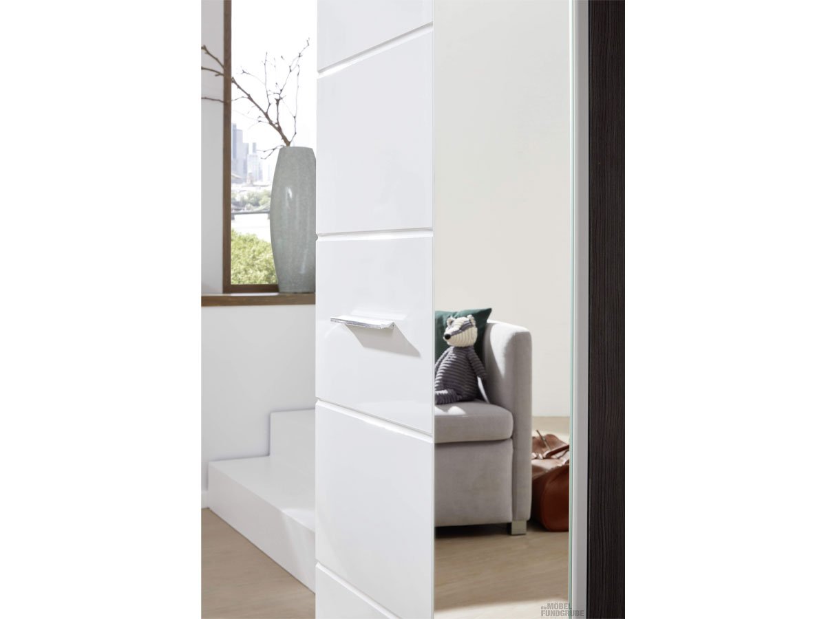 Garderobenschrank weiß hochglanz - Rauchsilber 191 cm - LINE