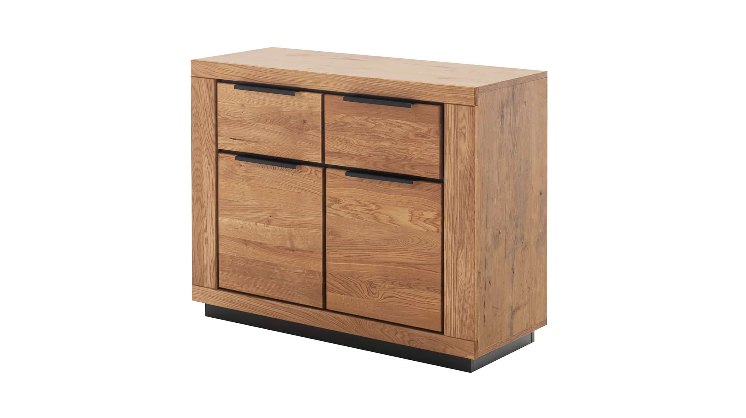 Kommode mit Schubladen Wildeiche geölt teilmassiv 102 x 40 cm - GRENO Kommode mit Schubladen Wildeiche geölt teilmassiv 102 x 40 cm - GRENO