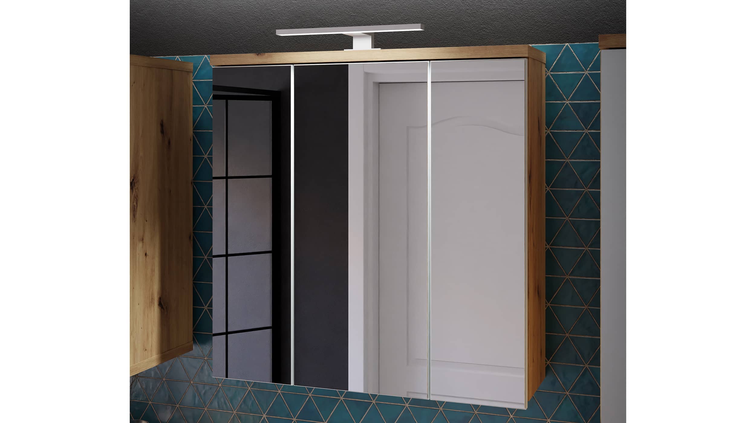 Spiegelschrank mit Beleuchtung Artisan Eiche 68 cm - VERIS