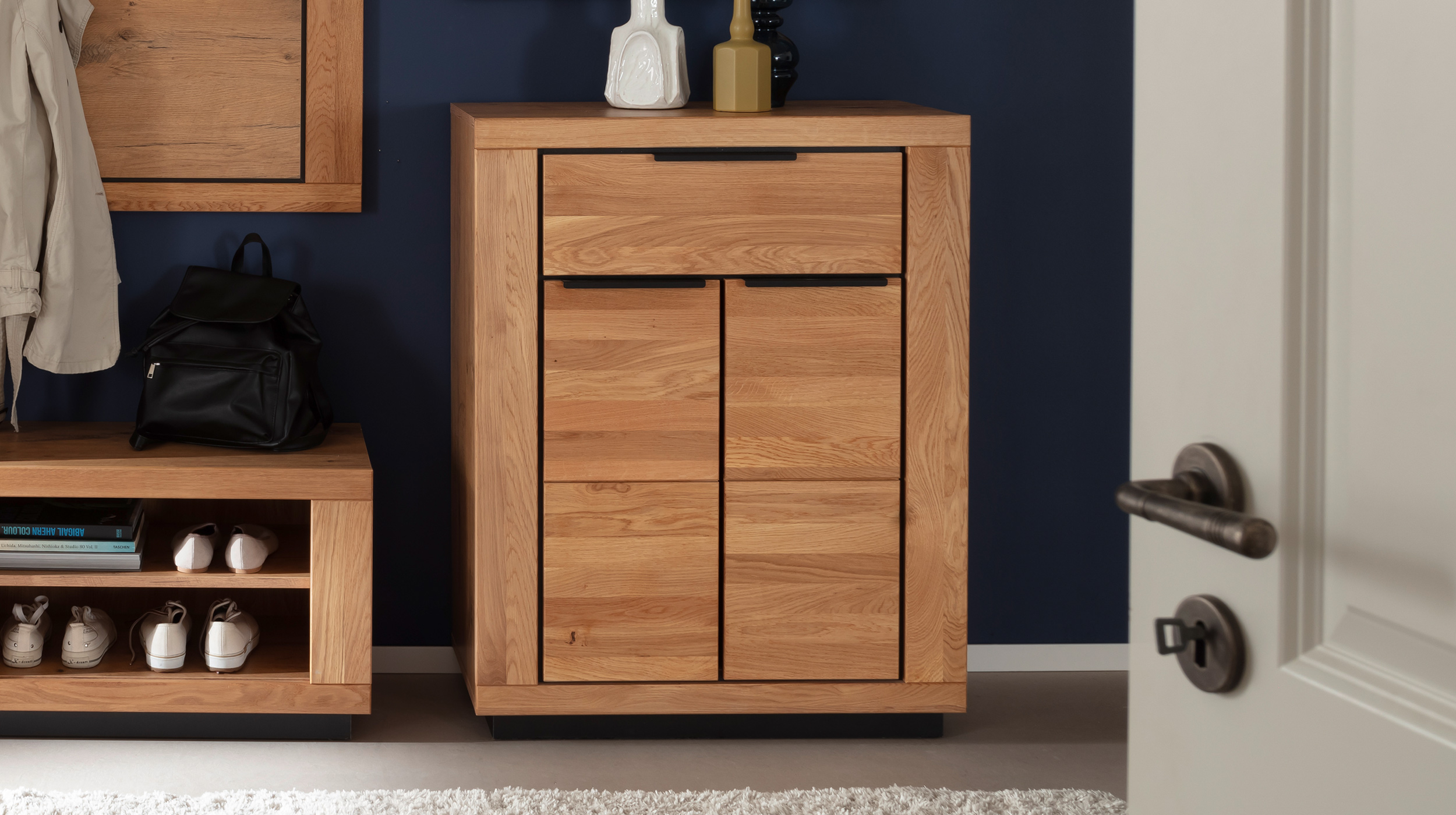 Garderobenkommode Wildeiche teilmassiv geölt - 80 x 40 cm - GRENO