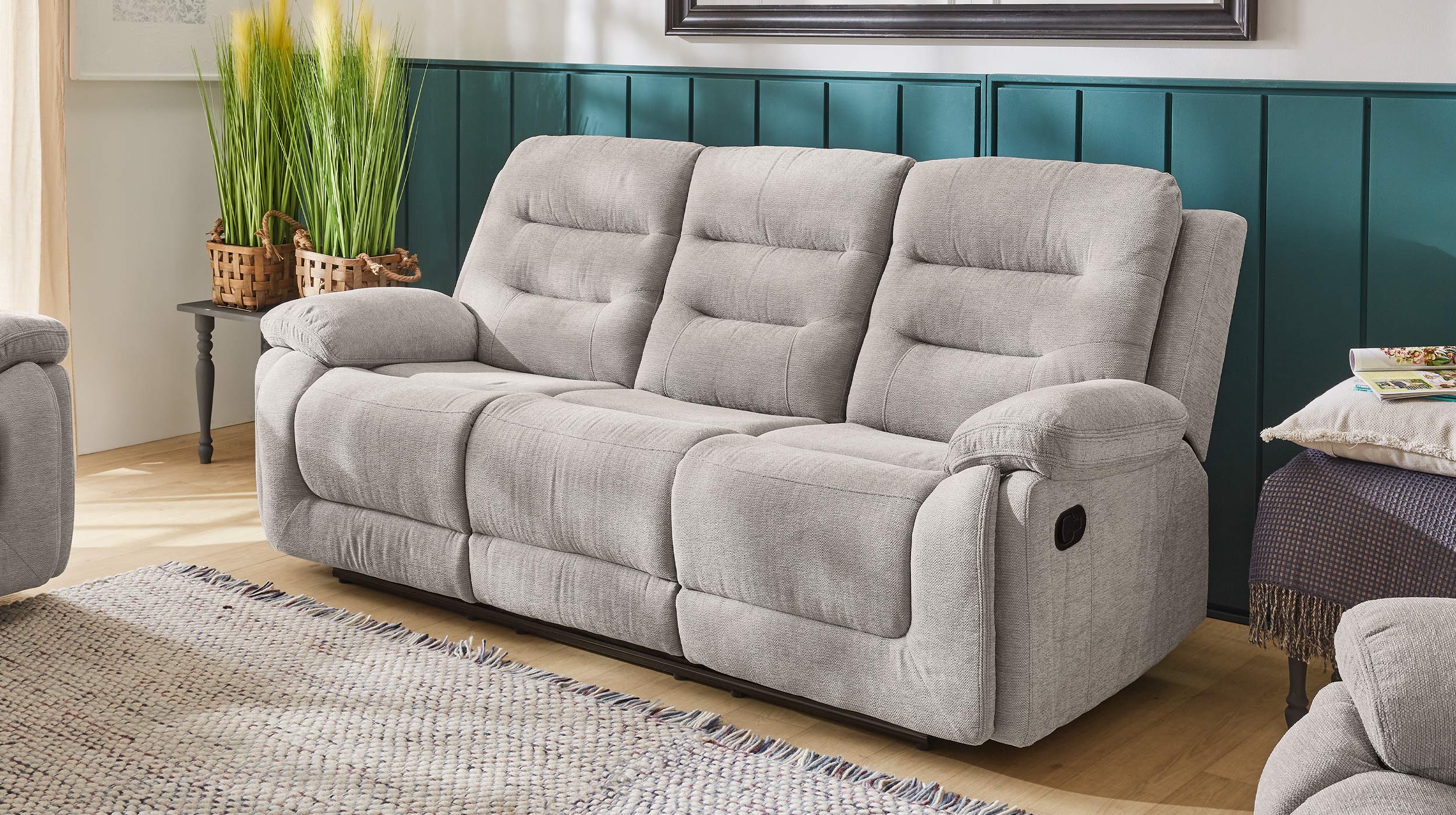 Einzelsofa 3-Sitzer grau 220 cm - mit Relaxfunktion - SYLT