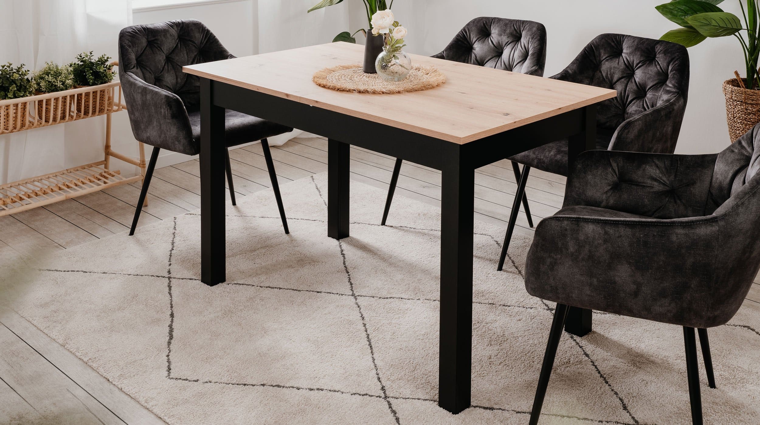 Esstisch 120 - 160 cm Sonoma Eiche - Schwarz - COBURG