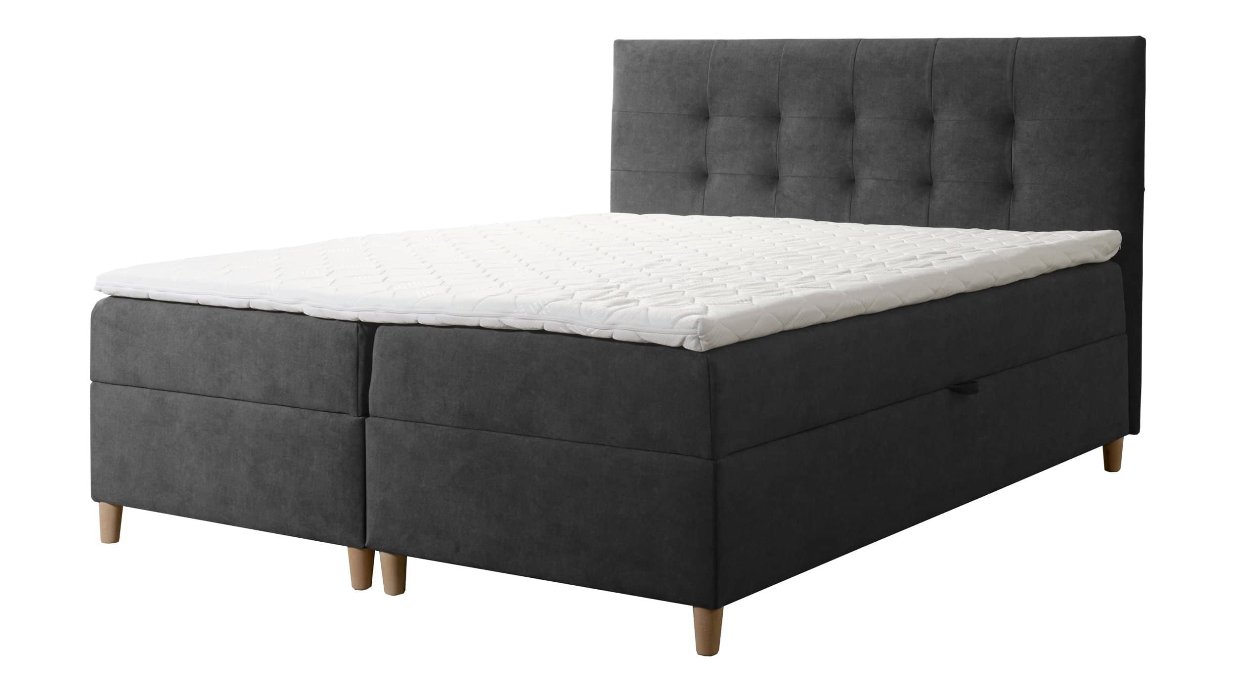 Boxbett 160 x 200 cm anthrazit Bettkasten - ADORA Boxbett 160 x 200 cm anthrazit inkl. 2 Bettkästen - ADORA