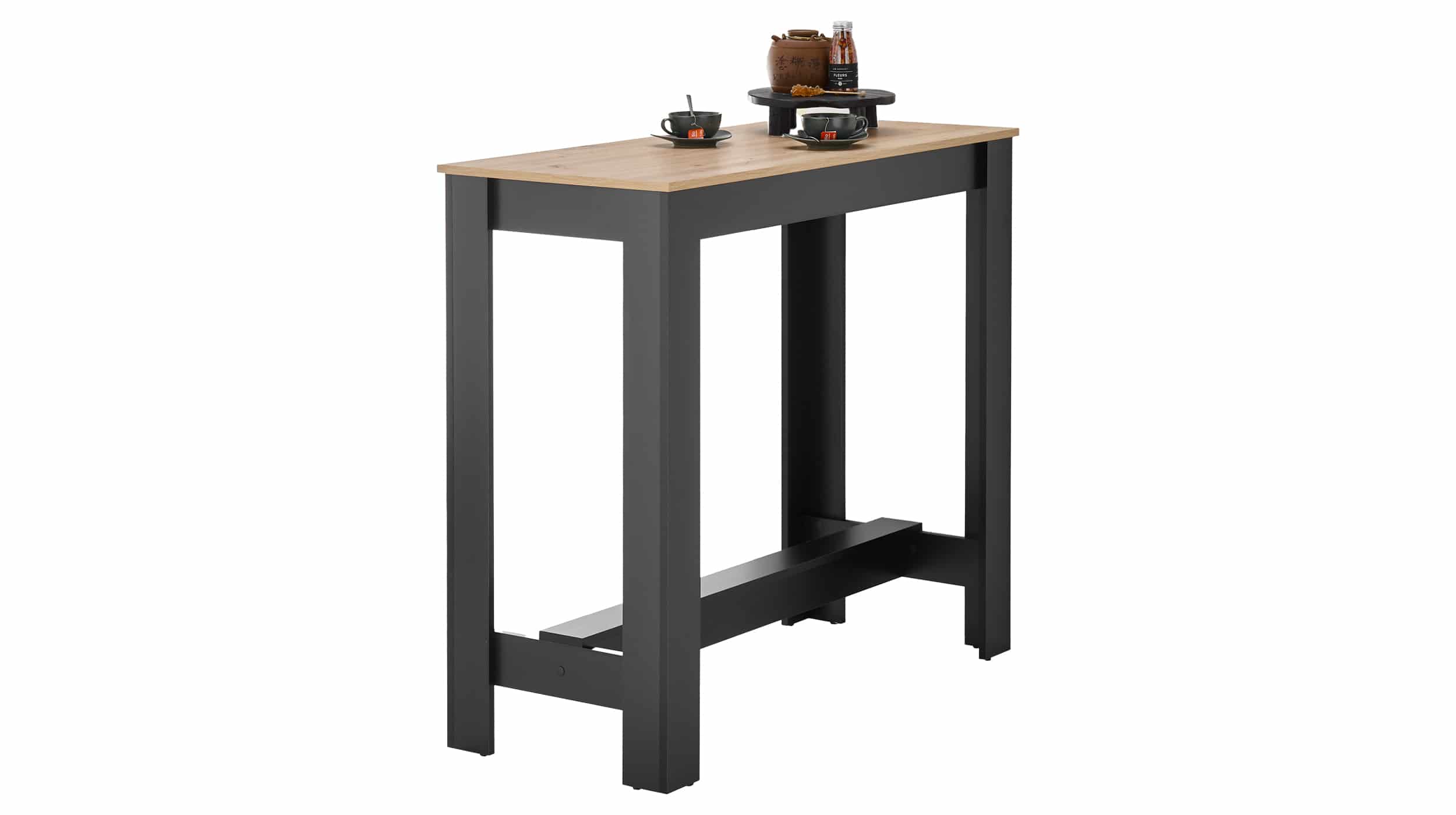 Bartisch Eiche - schwarz 115 x 50 cm rechteckig - MATISTA Bartisch Eiche - schwarz 115 x 50 cm rechteckig - MATISTA