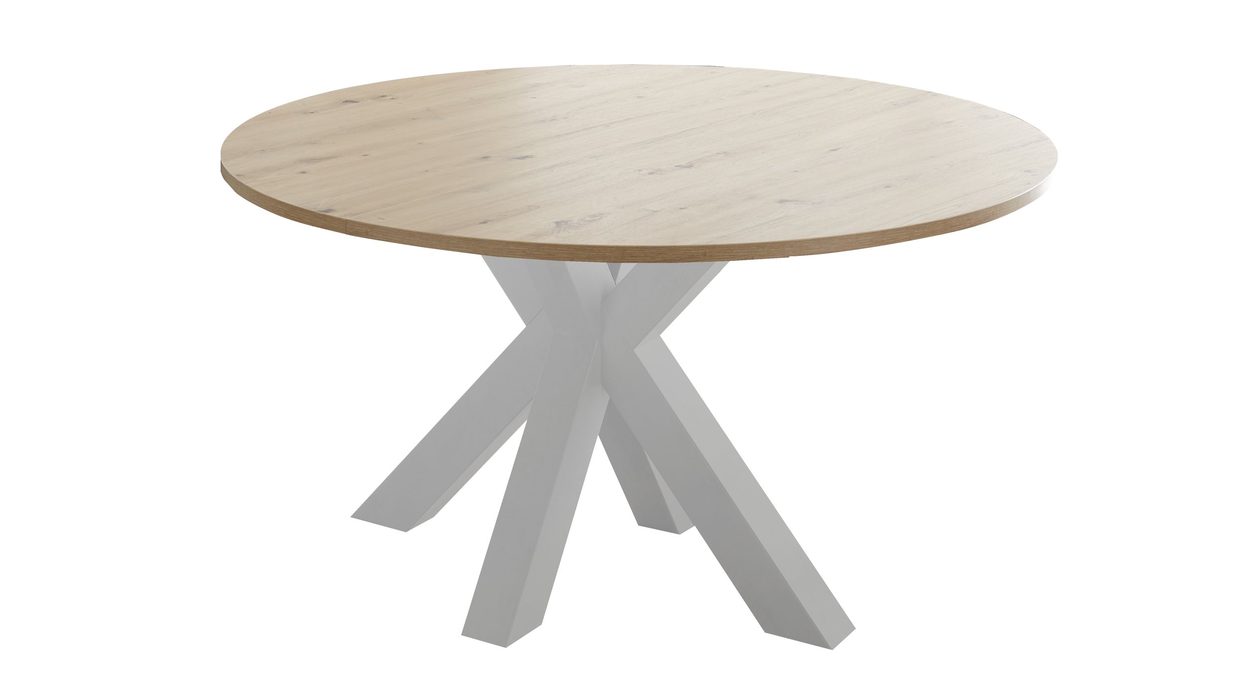 Esstisch rund ausziehbar 130 cm Asteiche - weiß - BIG SYSTEM Esstisch rund 130 cm Asteiche - weiß - BIG SYSTEM