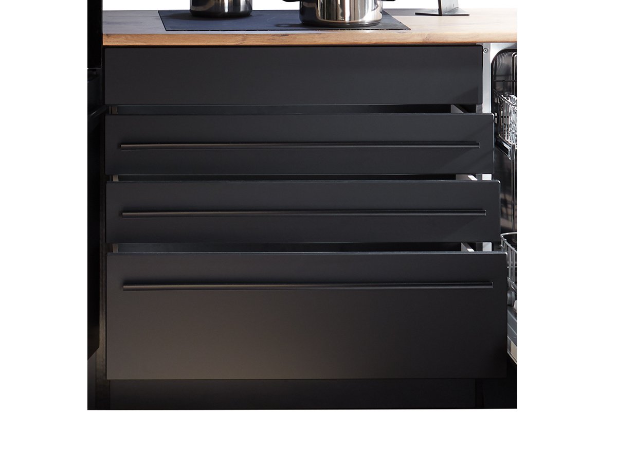 Küchenzeile 320 cm - schwarz matt - inkl. Elektrogeräte - JAZZ